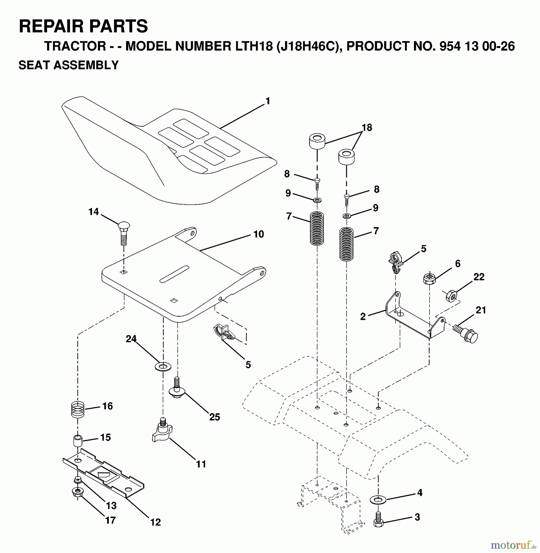 Jonsered Rasen und Garten Traktoren LTH18 (J18H46C, 954130026) - Jonsered Lawn & Garden Tractor (1998-12) SEAT