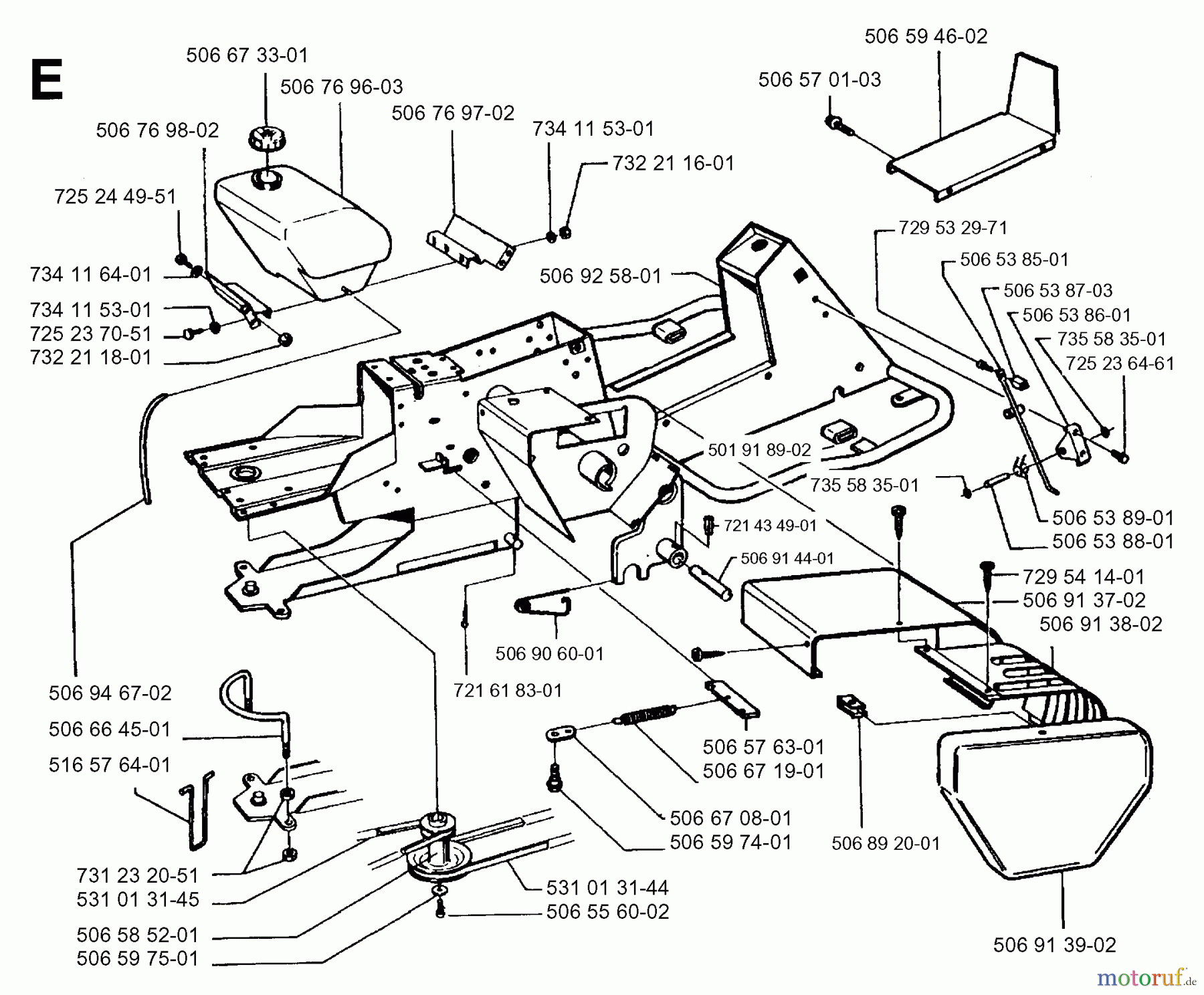 Jonsered Reitermäher FR13 (85CM) - Jonsered Rear-Engine Riding Mower (1997-01) CHASSIS / FRAME