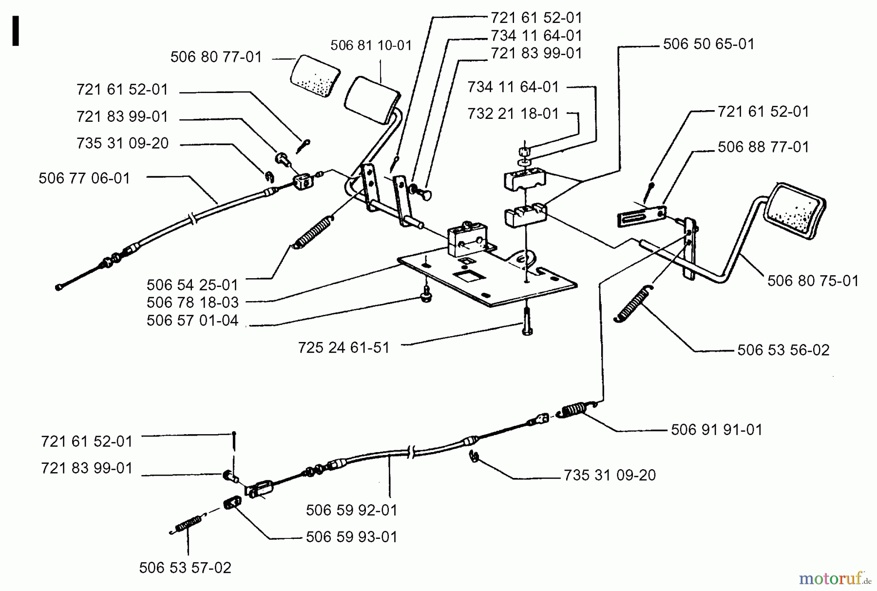 Jonsered Reitermäher FR13 (85CM) - Jonsered Rear-Engine Riding Mower (1997-01) PEDALS