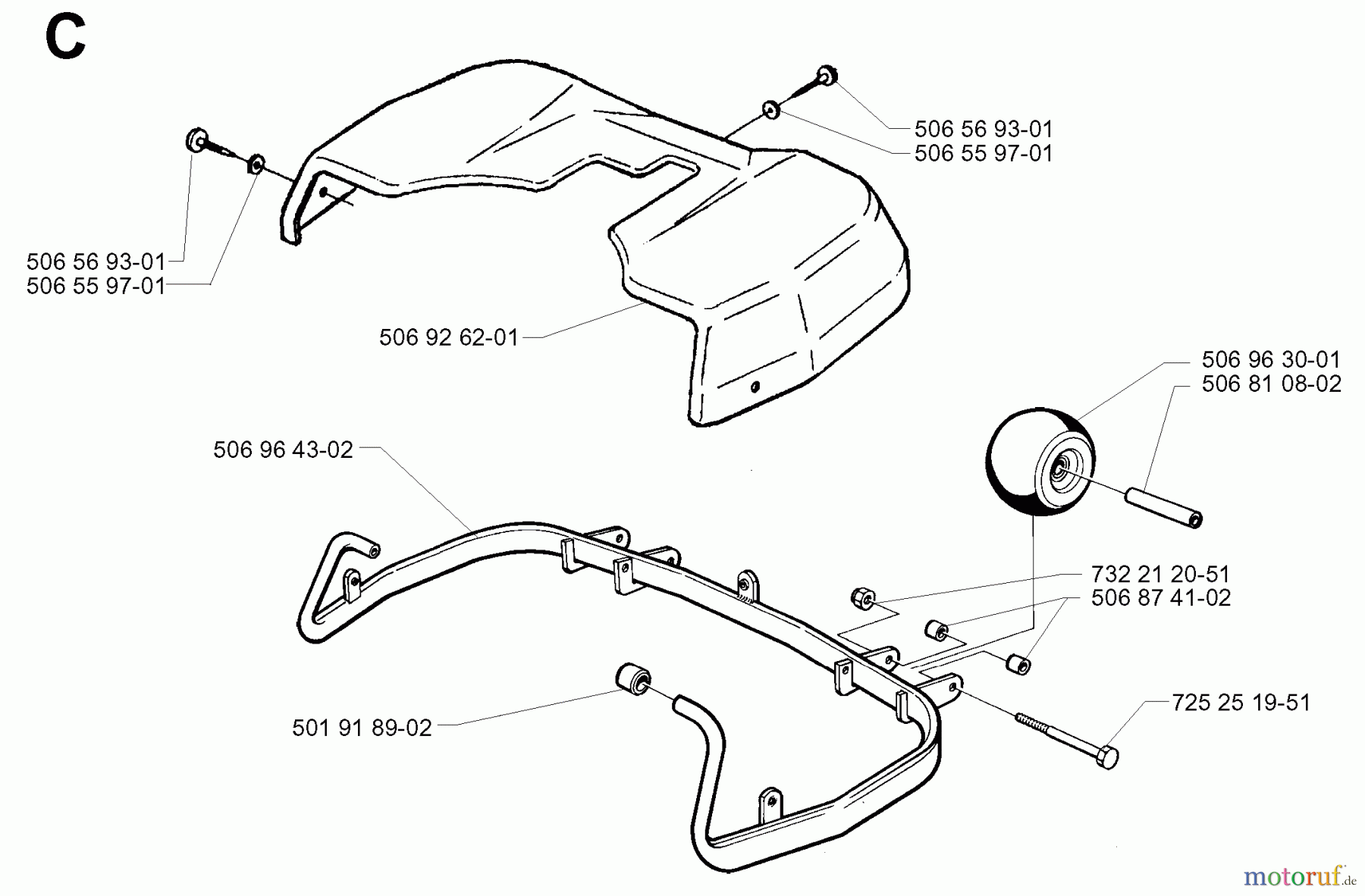  Jonsered Reitermäher FR13 - Jonsered Rear-Engine Riding Mower (2000-02) PROTECTION FRAME