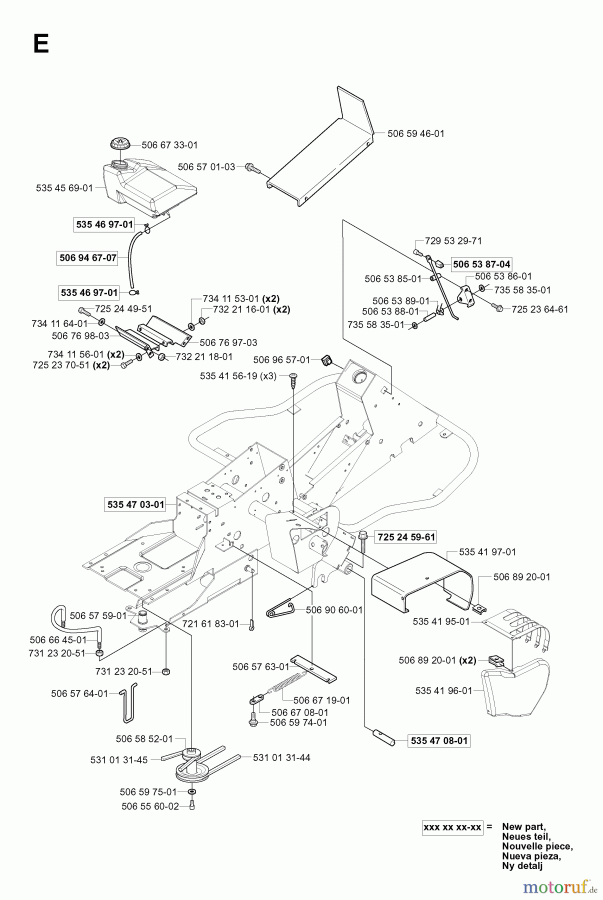  Jonsered Reitermäher FR2111 (953535101) - Jonsered Rear-Engine Riding Mower (2004-01) CHASSIS / FRAME