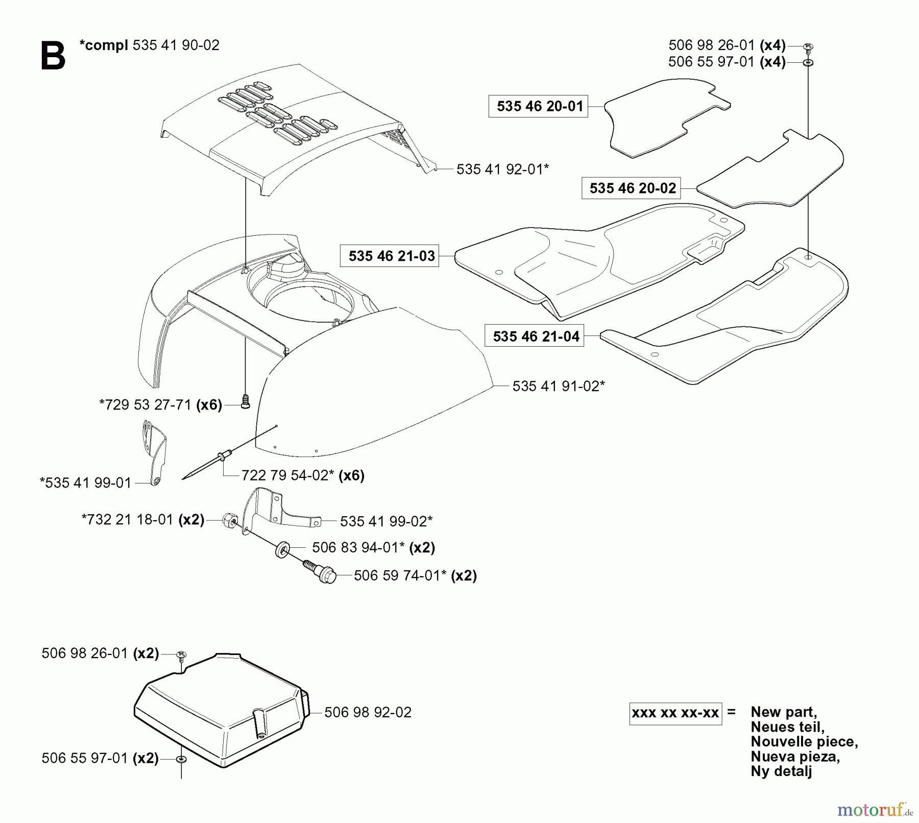 Jonsered Reitermäher FR2111 (953535101) - Jonsered Rear-Engine Riding Mower (2004-01) HOOD