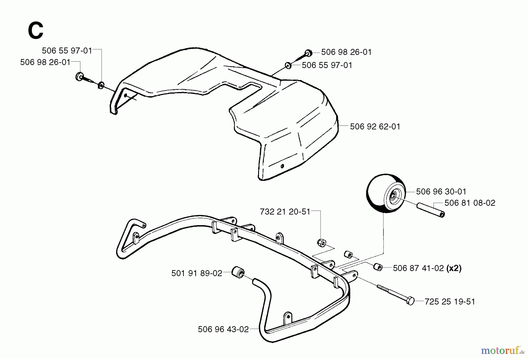 Jonsered Reitermäher FR2111 - Jonsered Rear-Engine Riding Mower (2002-03) PROTECTION FRAME