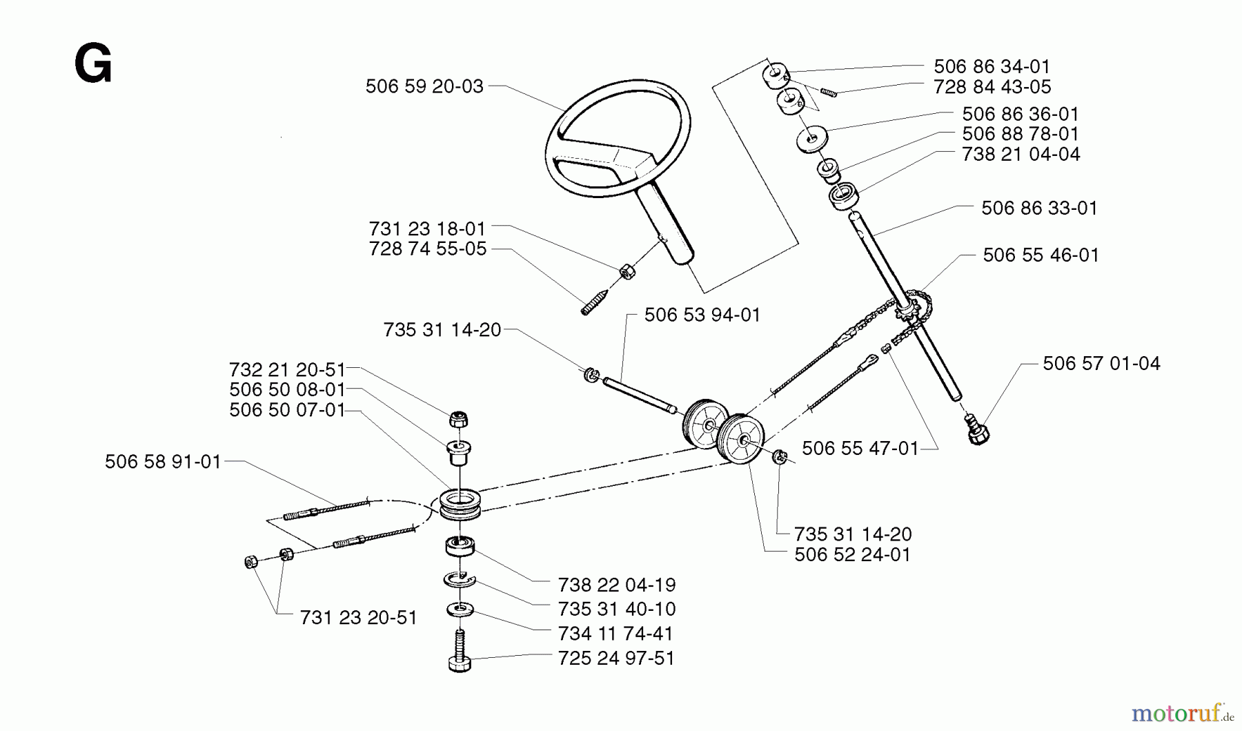 Jonsered Reitermäher FR2111 - Jonsered Rear-Engine Riding Mower (2002-03) STEERING