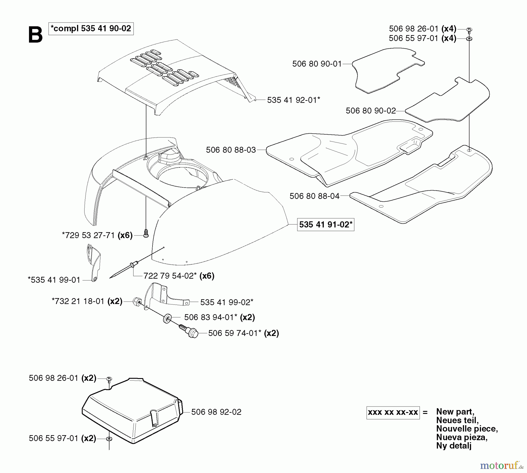 Jonsered Reitermäher FR2111 - Jonsered Rear-Engine Riding Mower (2003-01) HOOD