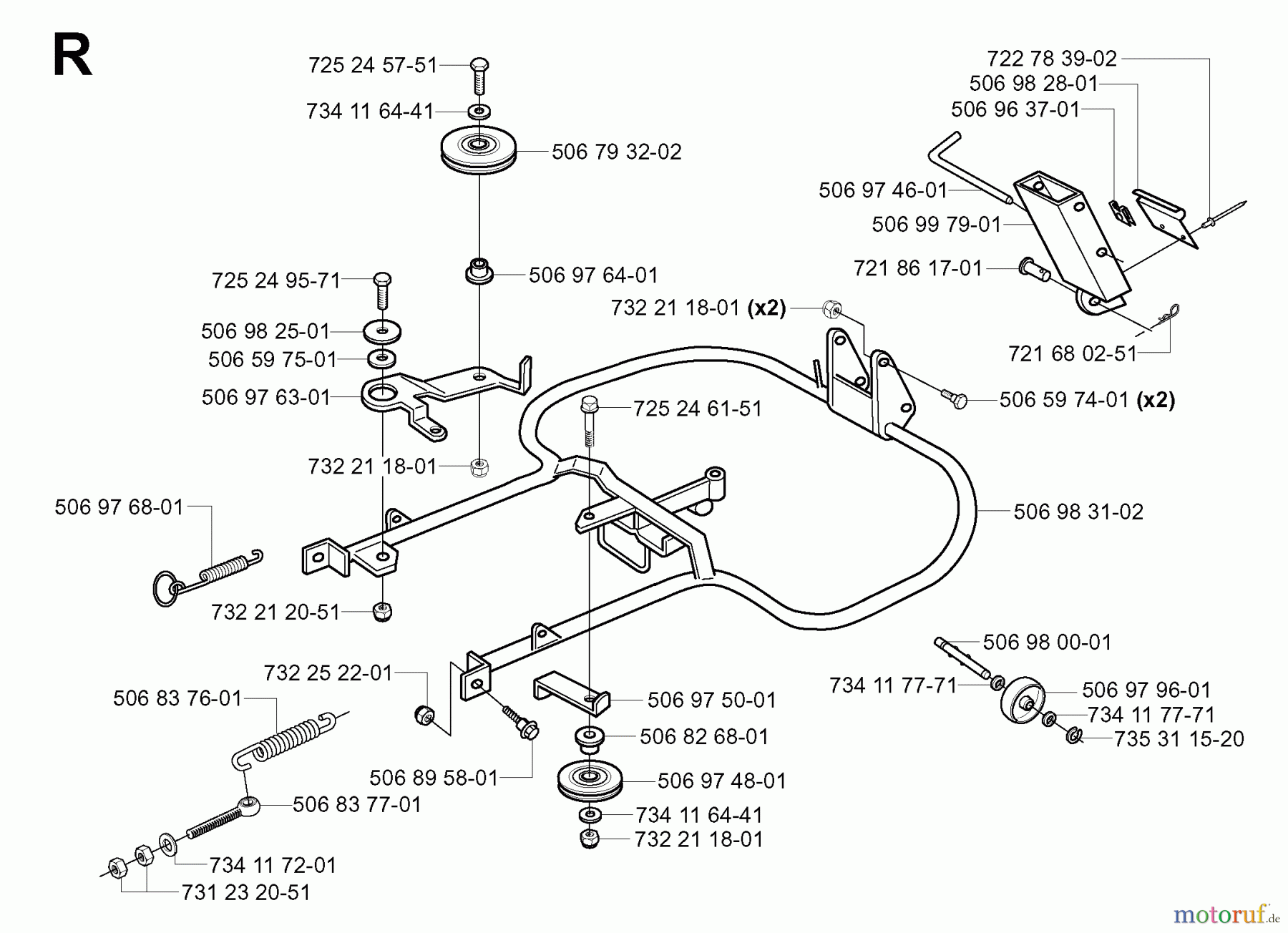 Jonsered Reitermäher FR2111 M (953535801) - Jonsered Rear-Engine Riding Mower (2005-03) FRAME