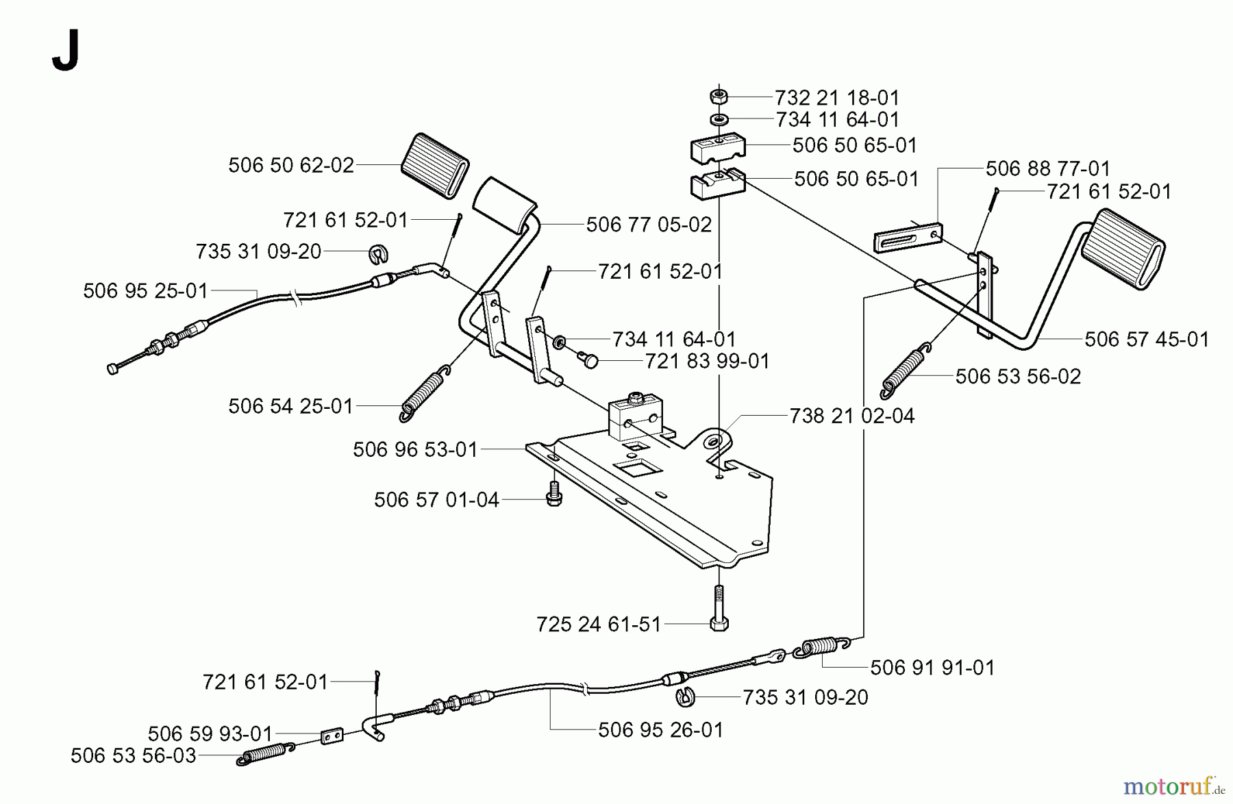 Jonsered Reitermäher FR2111 M (953535801) - Jonsered Rear-Engine Riding Mower (2005-03) PEDALS