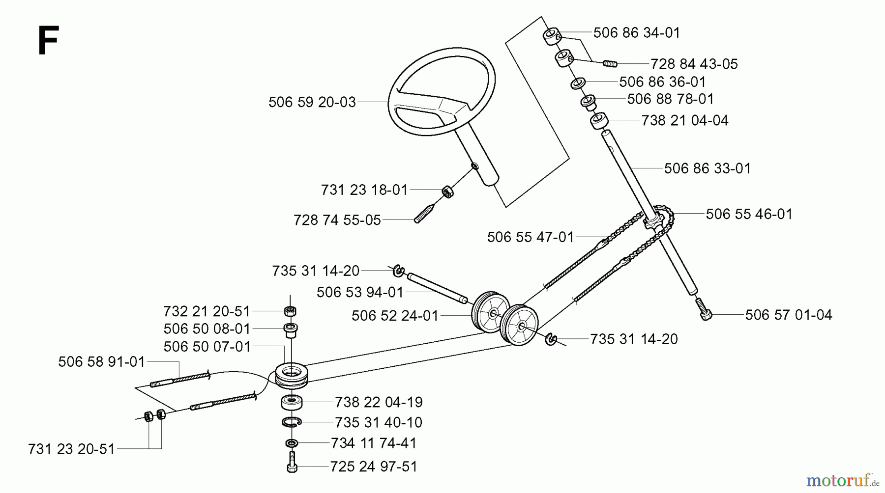 Jonsered Reitermäher FR2111 M (953535801) - Jonsered Rear-Engine Riding Mower (2005-03) STEERING #1