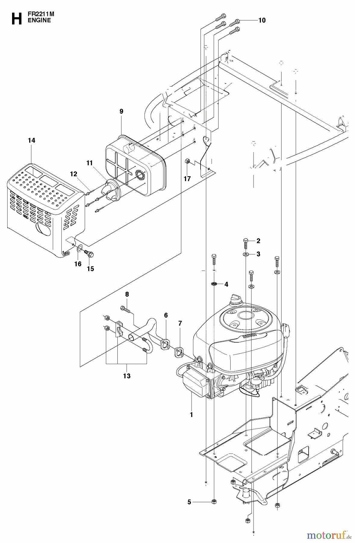 Jonsered Reitermäher FR2111 M (965190201) - Jonsered Rear-Engine Riding Mower (2010-07) ENGINE