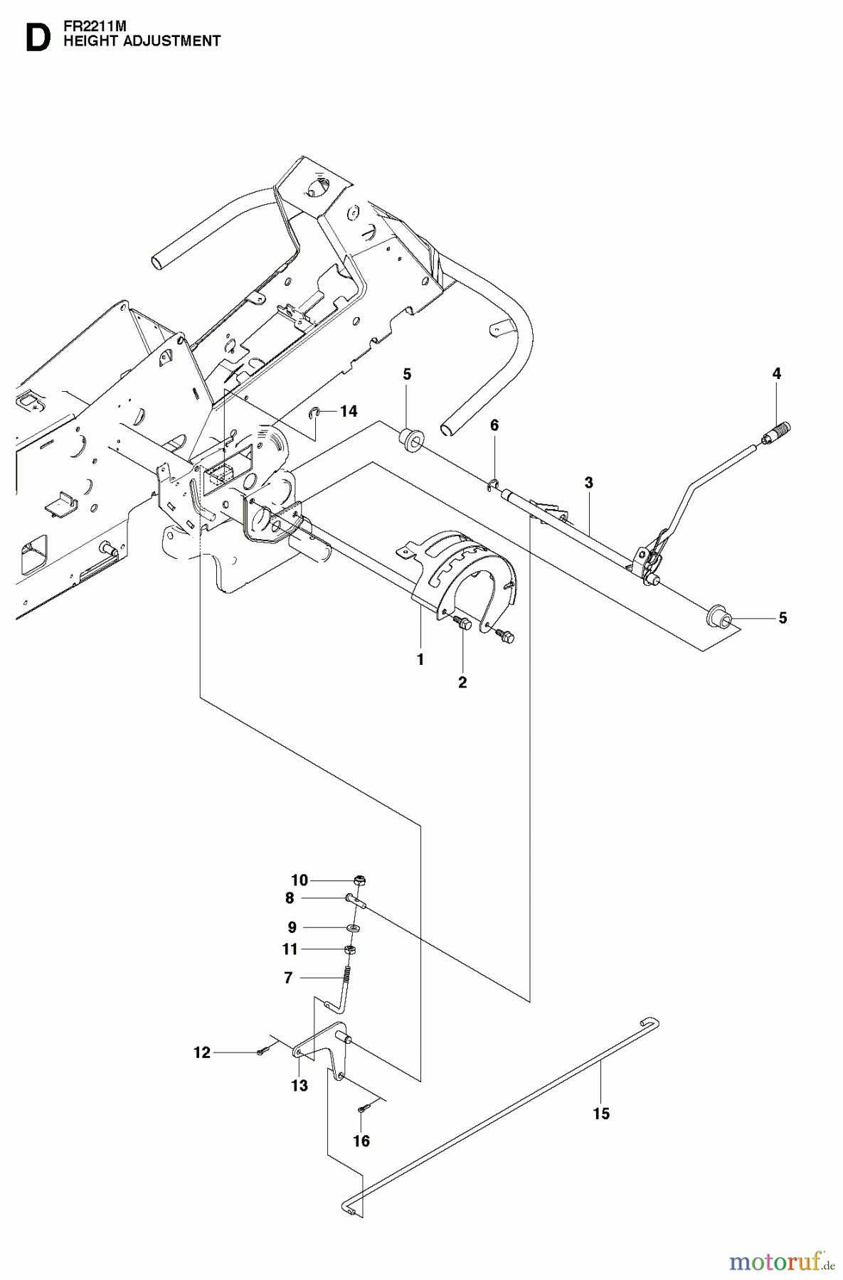  Jonsered Reitermäher FR2111 M (965190201) - Jonsered Rear-Engine Riding Mower (2010-07) HEIGHT ADJUSTMENT