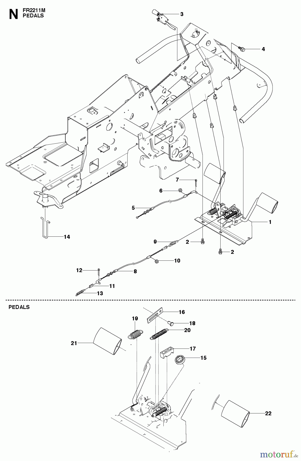 Jonsered Reitermäher FR2111 M (965190201) - Jonsered Rear-Engine Riding Mower (2010-07) PEDALS