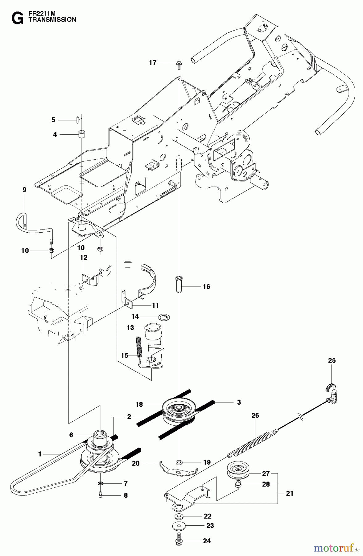 Jonsered Reitermäher FR2111 M (965190201) - Jonsered Rear-Engine Riding Mower (2010-07) TRANSMISSION