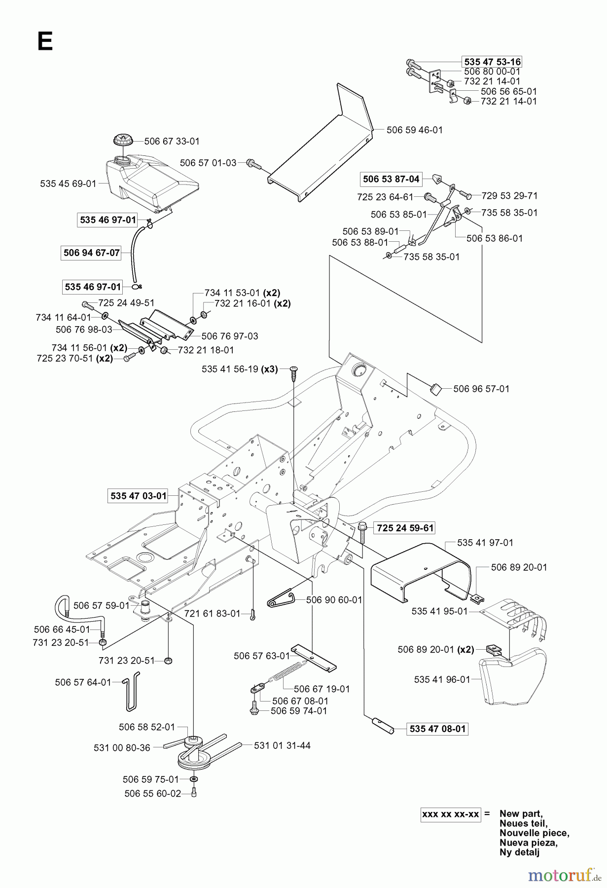  Jonsered Reitermäher FR2113 A (953535201) - Jonsered Rear-Engine Riding Mower (2004-01) CHASSIS / FRAME #1