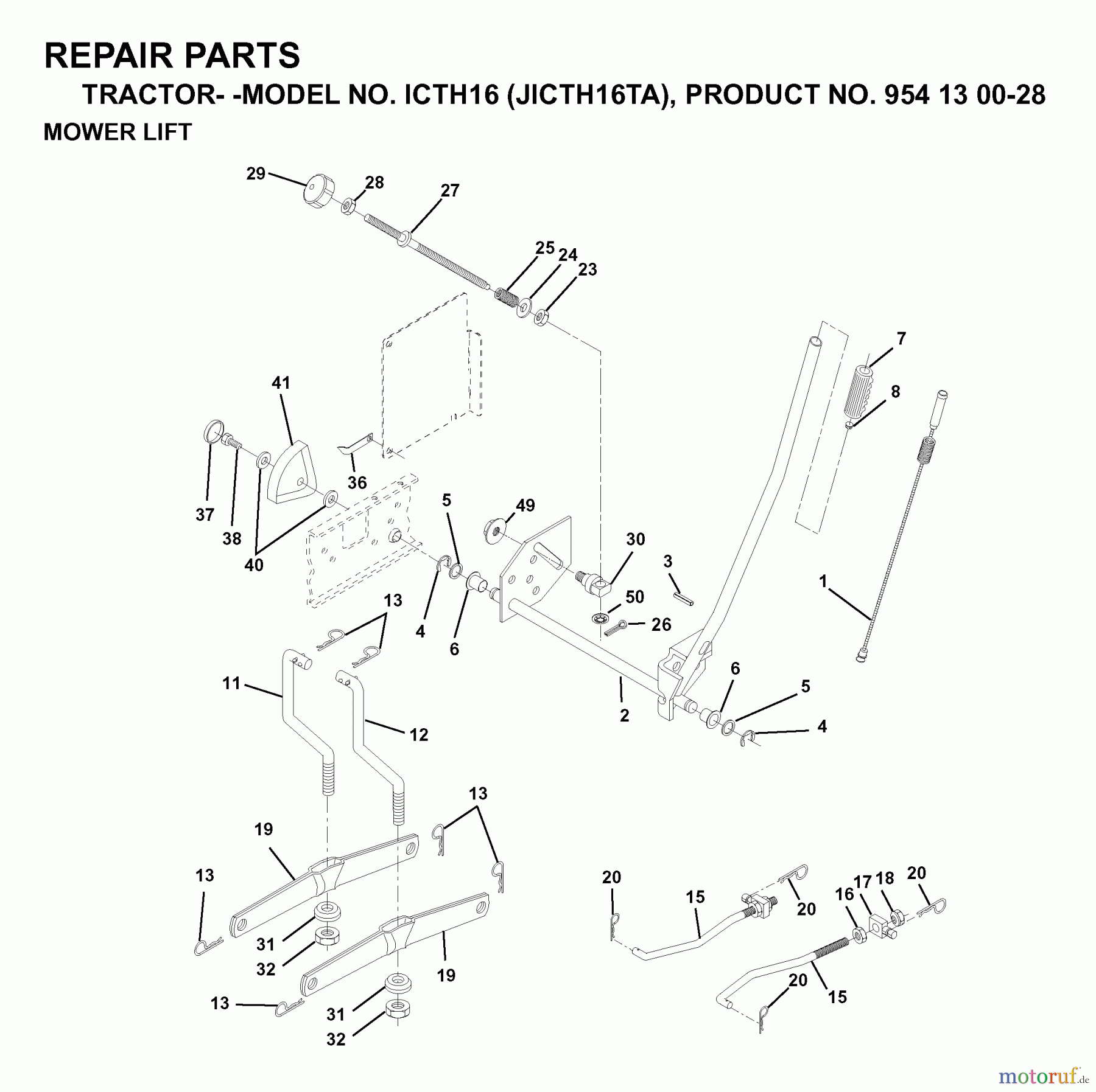 Jonsered Rasen und Garten Traktoren ICTH16 (JICTH16TA, 954130028) - Jonsered Lawn & Garden Tractor (1999-03) MOWER LIFT / DECK LIFT