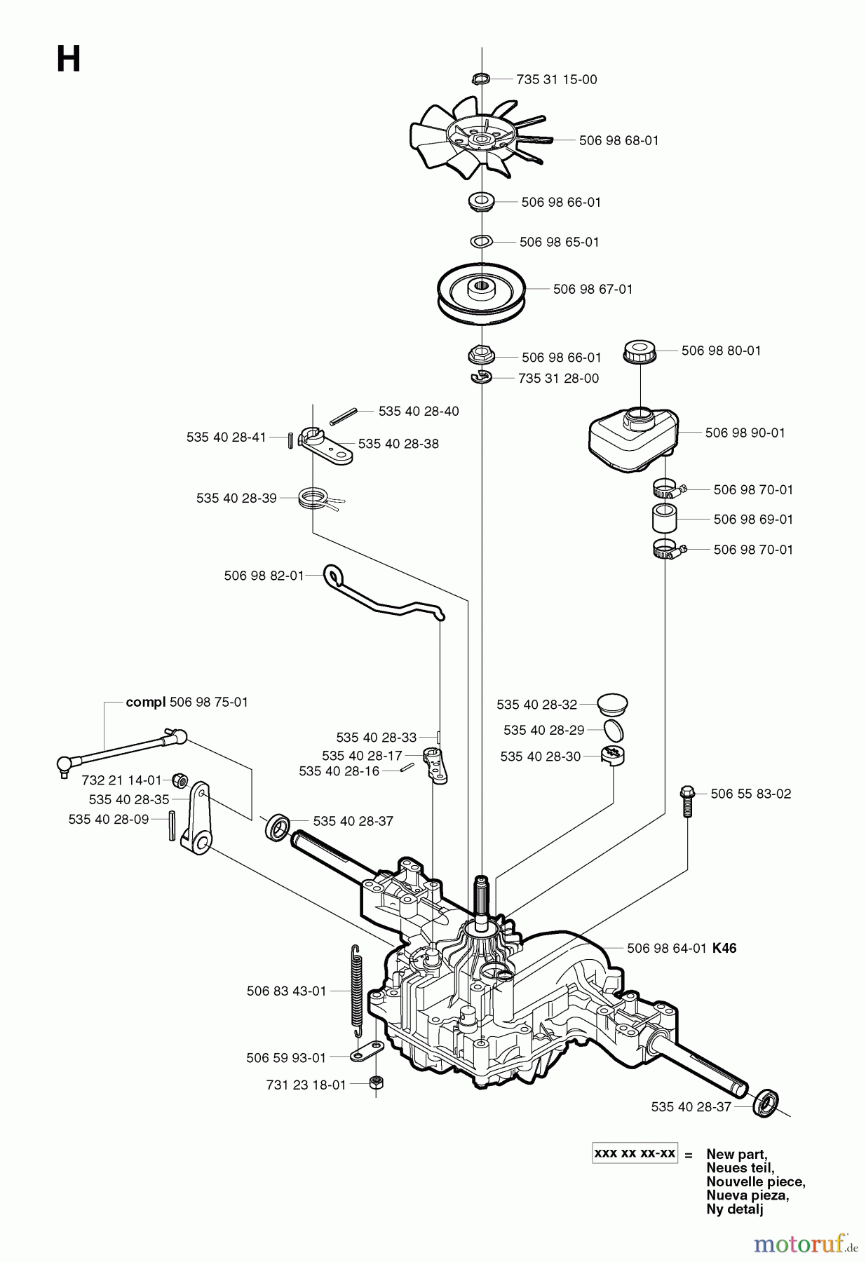  Jonsered Reitermäher FR2113 A - Jonsered Rear-Engine Riding Mower (2002-03) TRANSMISSION