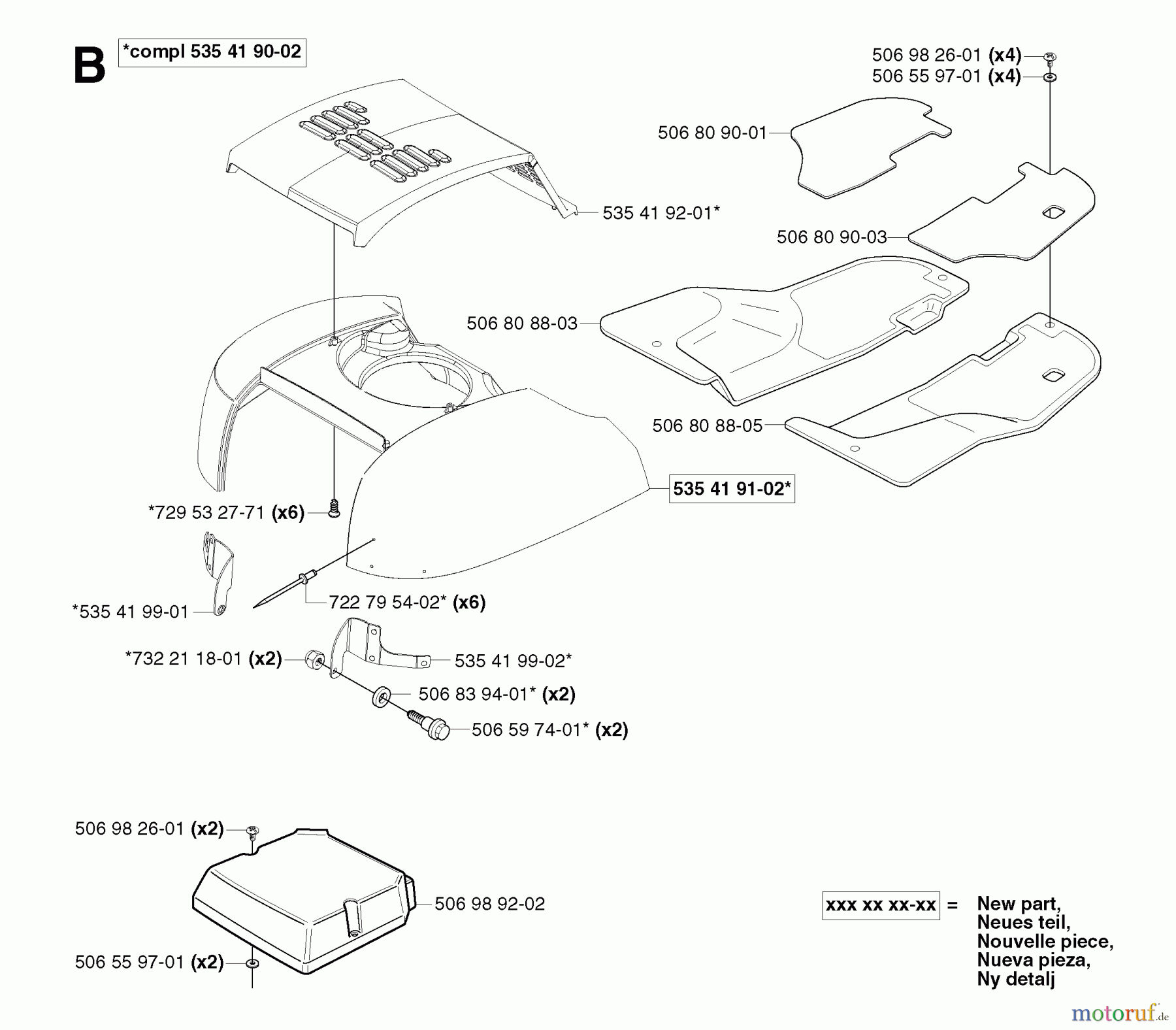 Jonsered Reitermäher FR2113 A - Jonsered Rear-Engine Riding Mower (2003-01) HOOD