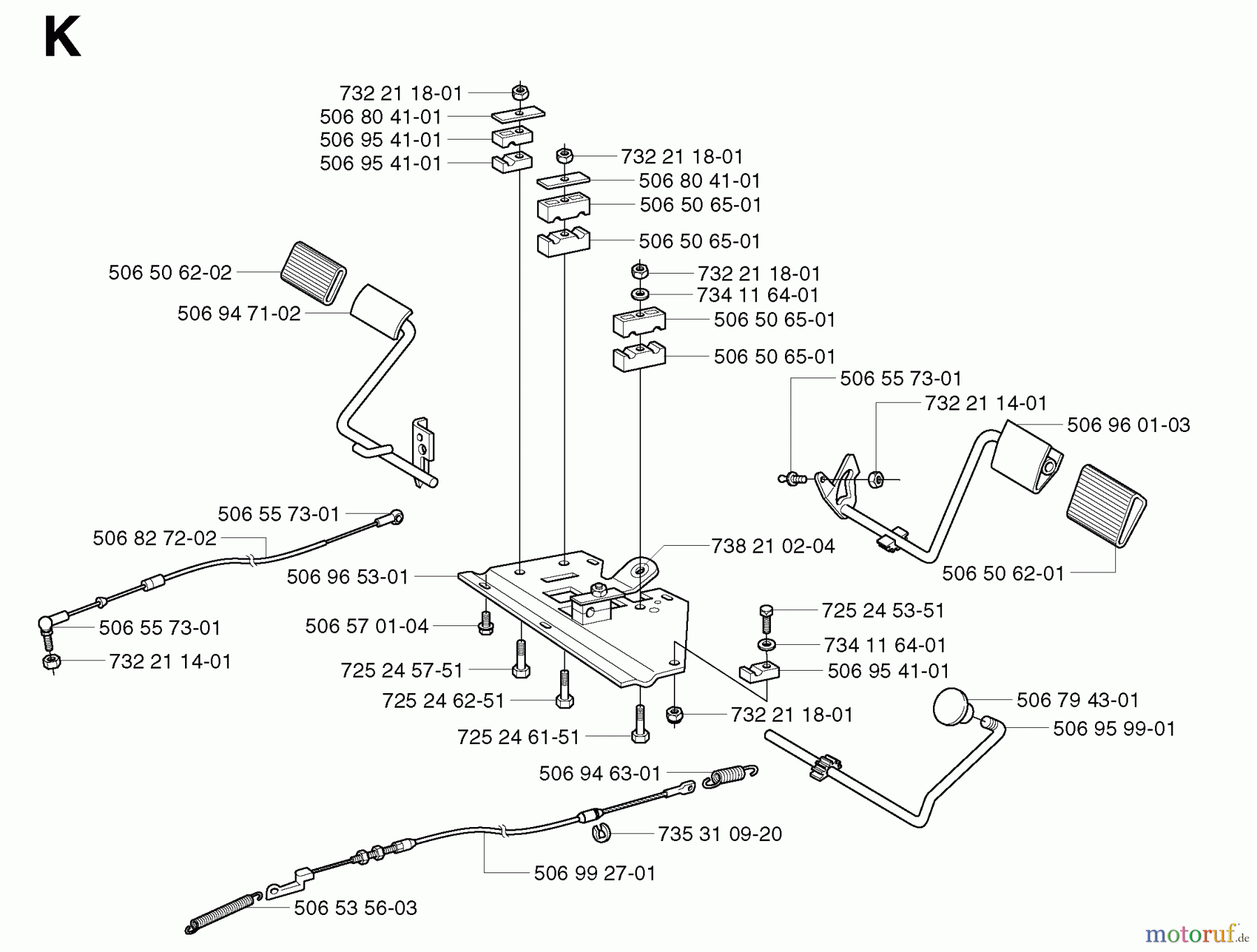 Jonsered Reitermäher FR2113 A - Jonsered Rear-Engine Riding Mower (2003-01) PEDALS