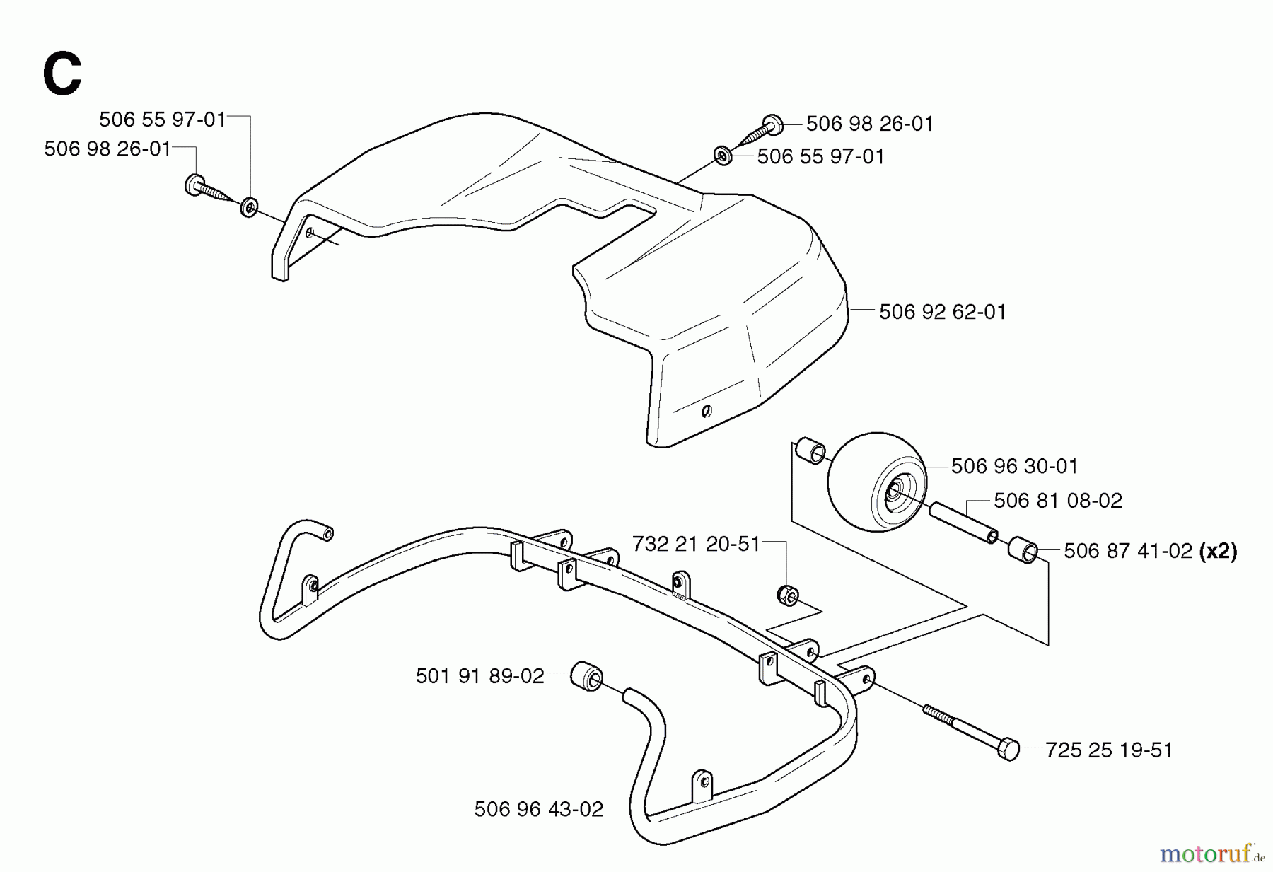 Jonsered Reitermäher FR2113 A - Jonsered Rear-Engine Riding Mower (2003-01) PROTECTION FRAME