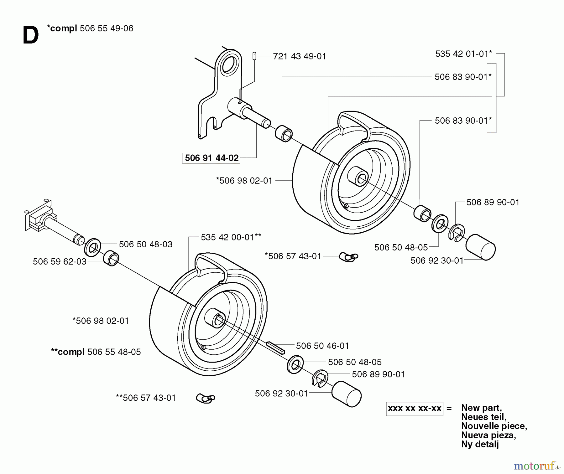 Jonsered Reitermäher FR2113 A - Jonsered Rear-Engine Riding Mower (2003-01) WHEELS TIRES