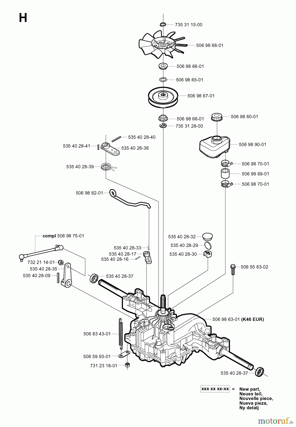  Jonsered Reitermäher FR2113 MA (965070601) - Jonsered Rear-Engine Riding Mower (2006-01) TRANSMISSION