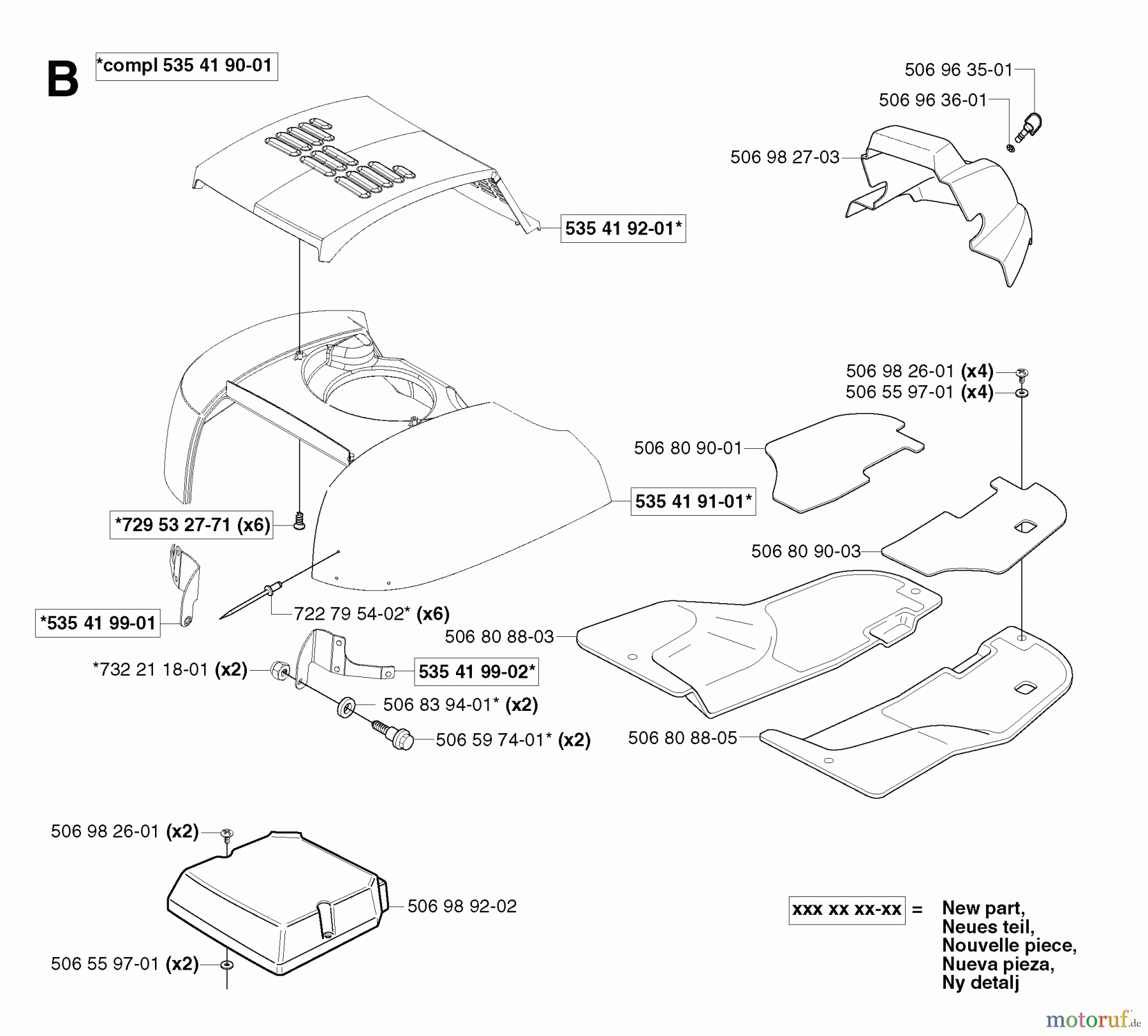 Jonsered Reitermäher FR2113 MA - Jonsered Rear-Engine Riding Mower (2002-03) HOOD