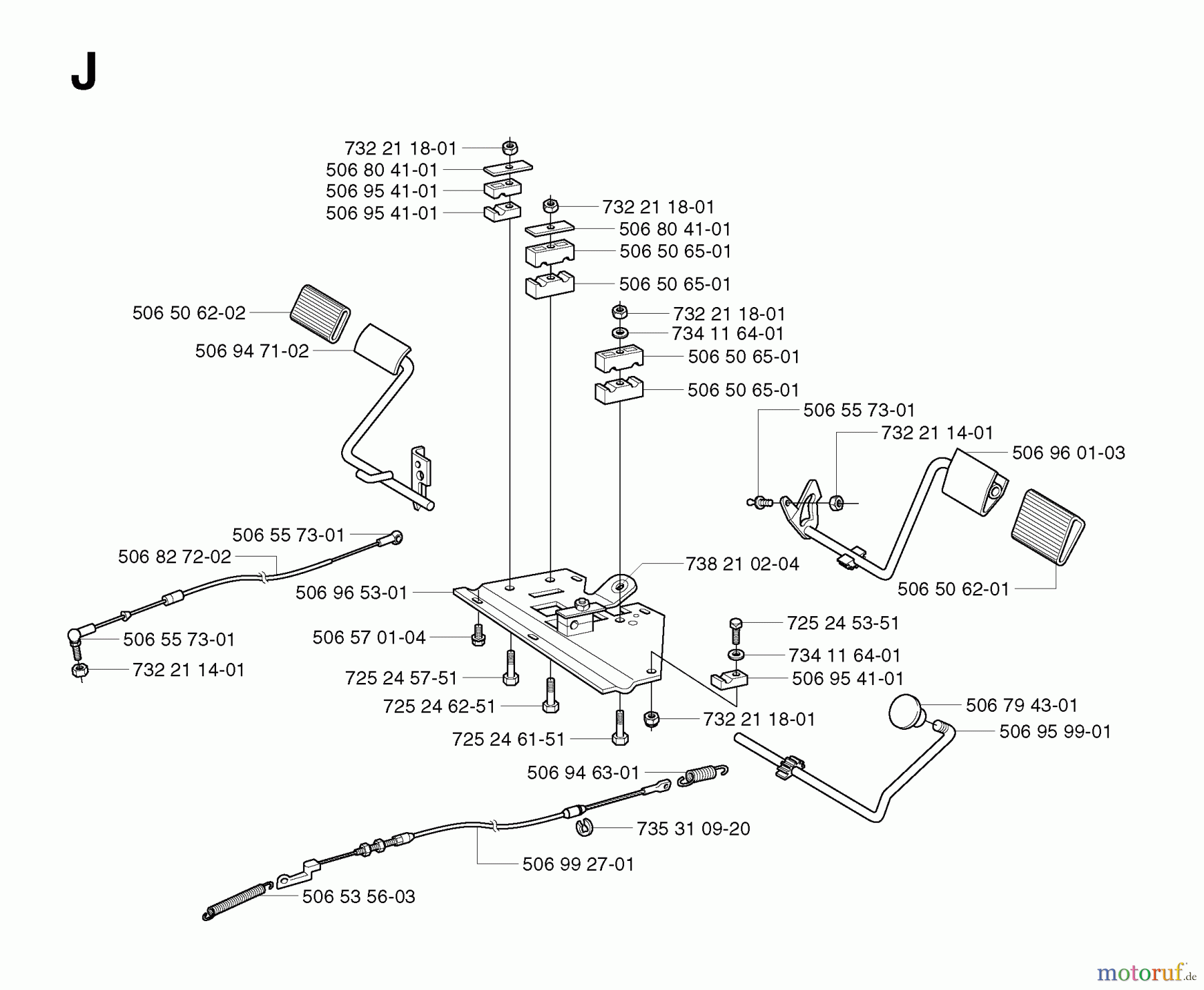  Jonsered Reitermäher FR2113 MA - Jonsered Rear-Engine Riding Mower (2003-01) PEDALS