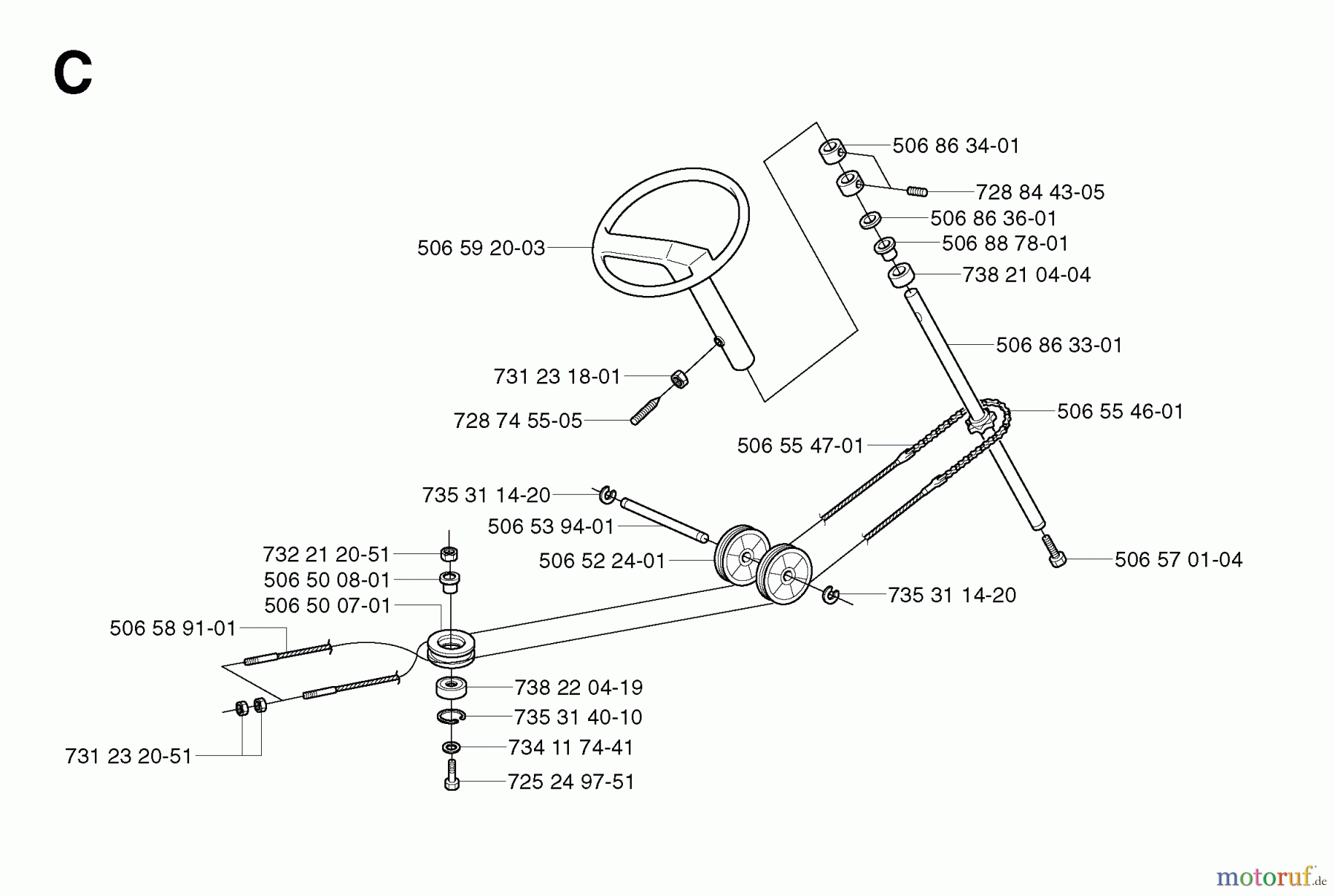  Jonsered Reitermäher FR2113 MA - Jonsered Rear-Engine Riding Mower (2003-01) STEERING #2