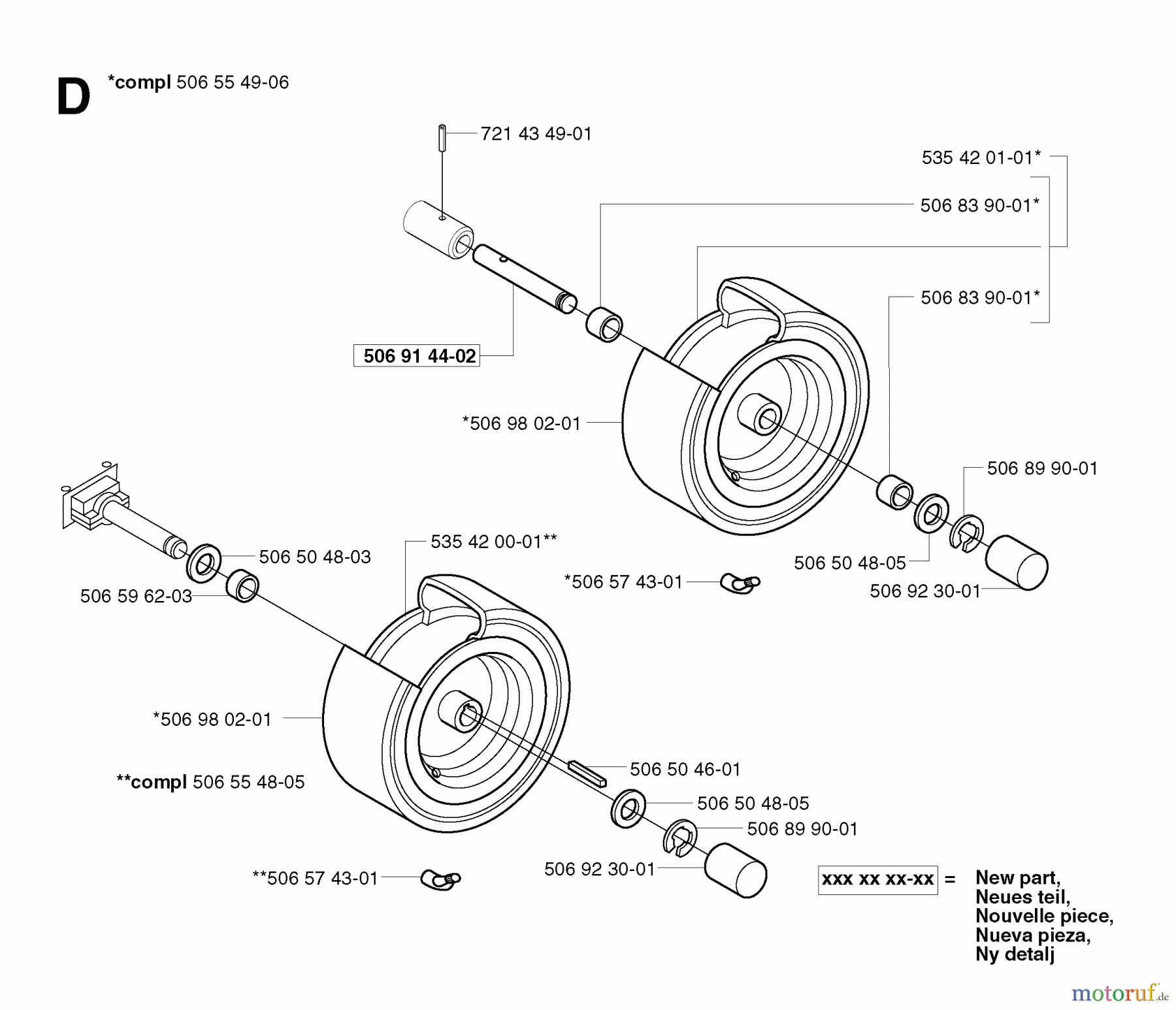  Jonsered Reitermäher FR2113 MA - Jonsered Rear-Engine Riding Mower (2003-01) WHEELS TIRES
