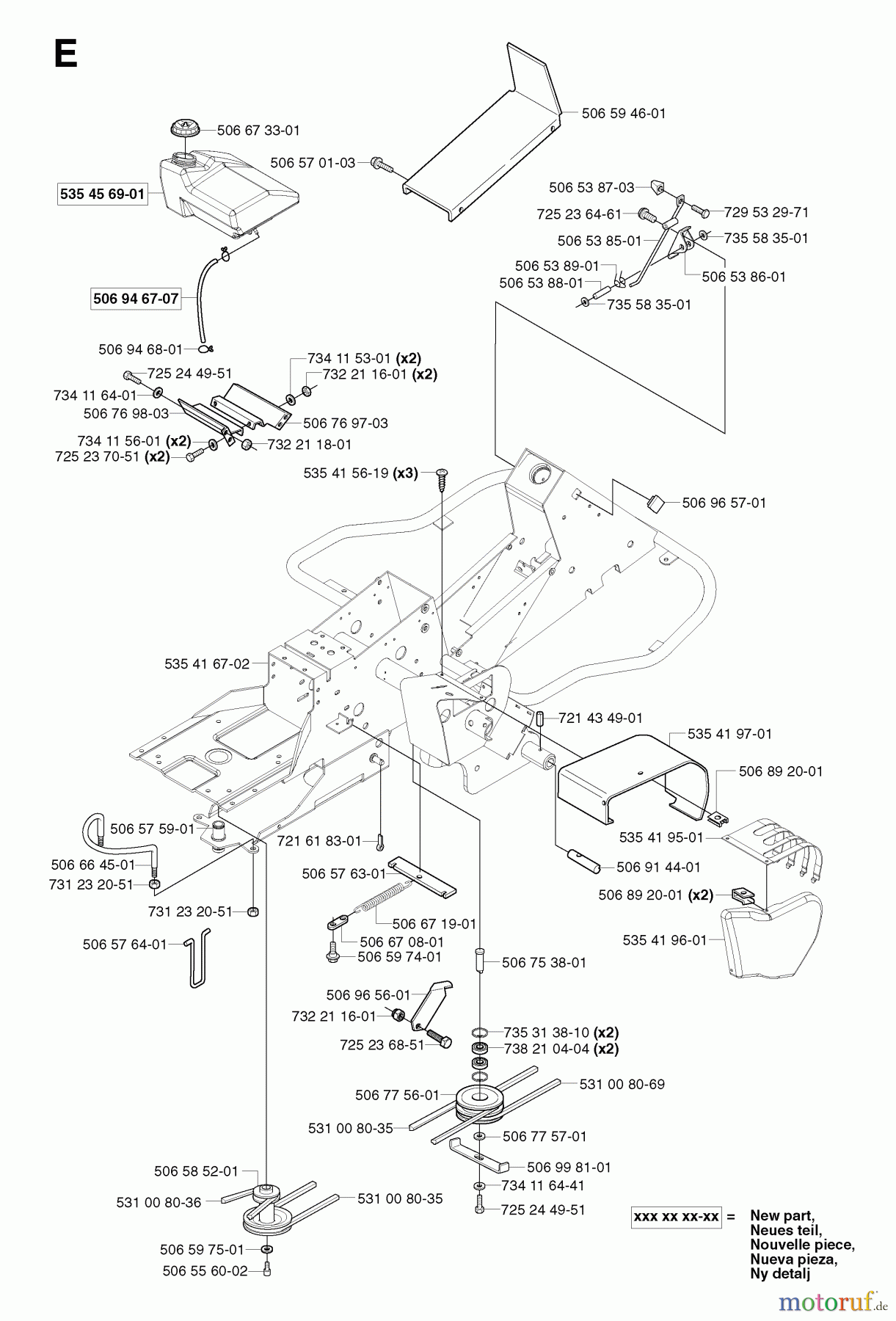 Jonsered Reitermäher FR2115 MA - Jonsered Rear-Engine Riding Mower (2003-01) CHASSIS / FRAME