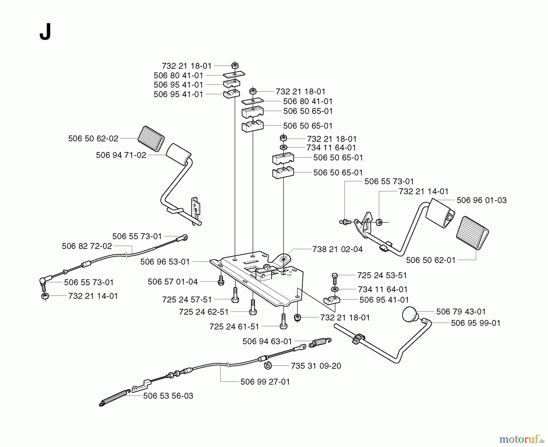 Jonsered Reitermäher FR2115 MA - Jonsered Rear-Engine Riding Mower (2003-01) PEDALS