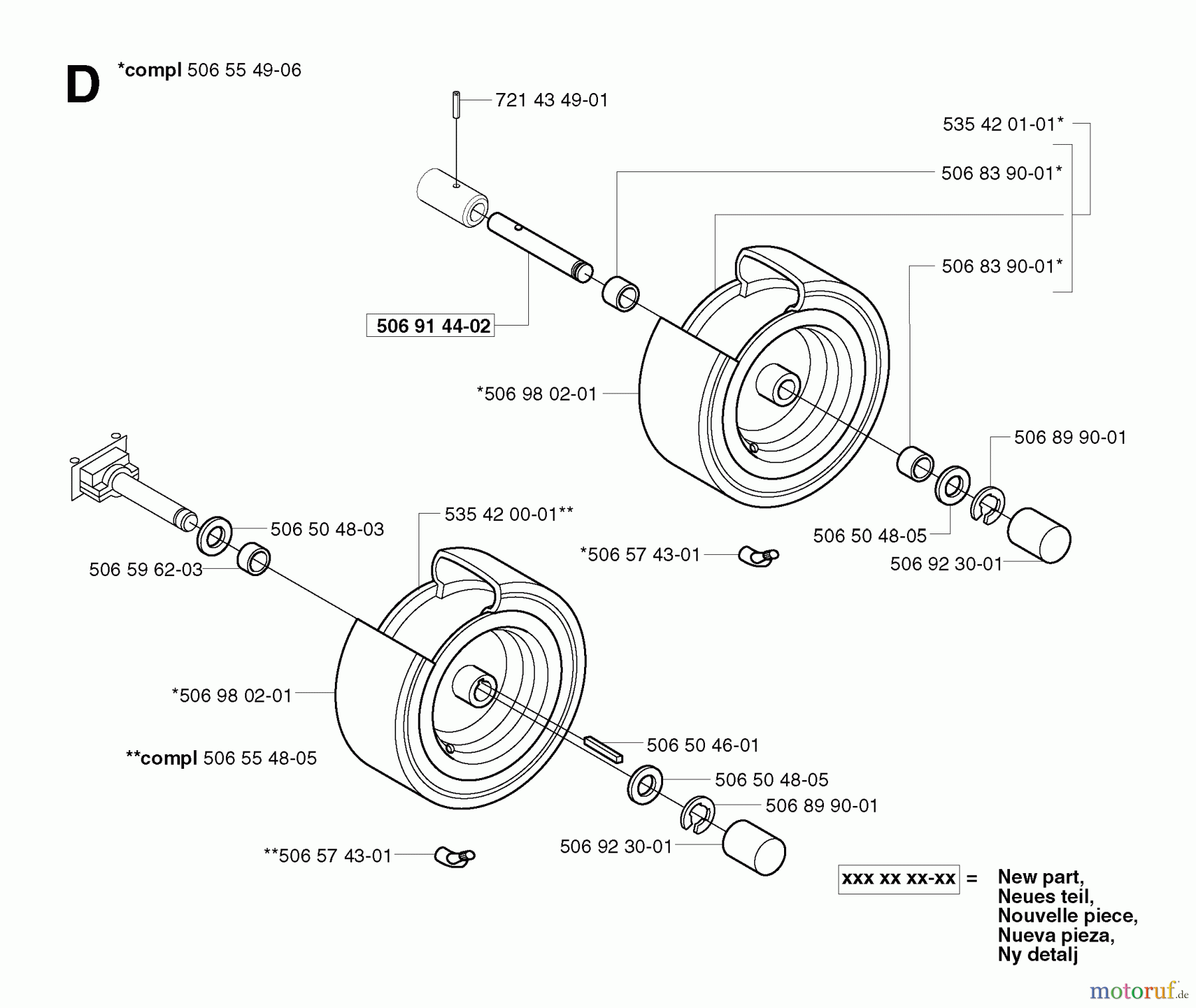 Jonsered Reitermäher FR2115 MA - Jonsered Rear-Engine Riding Mower (2003-01) WHEELS TIRES