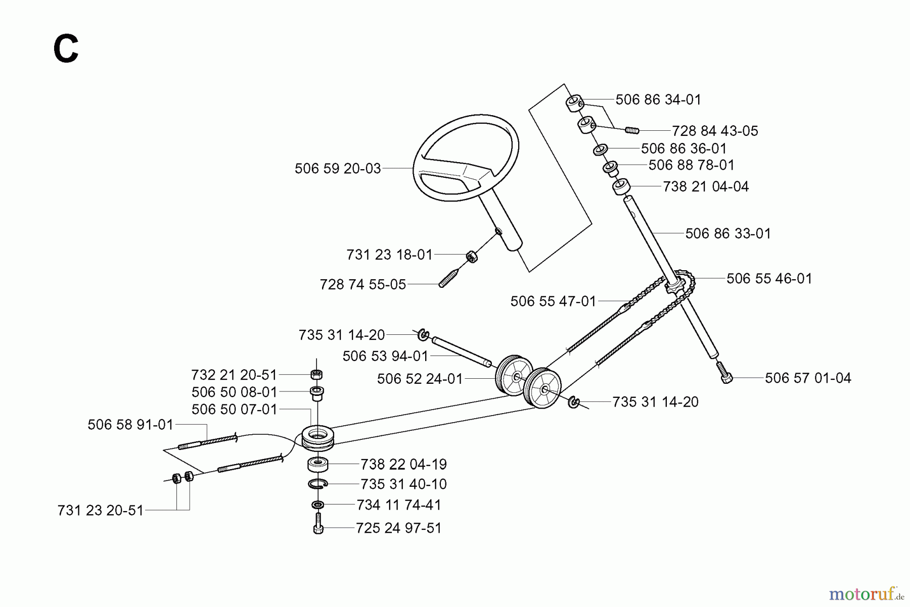  Jonsered Reitermäher FR2116 MA (953535401) - Jonsered Rear-Engine Riding Mower (2004-01) STEERING