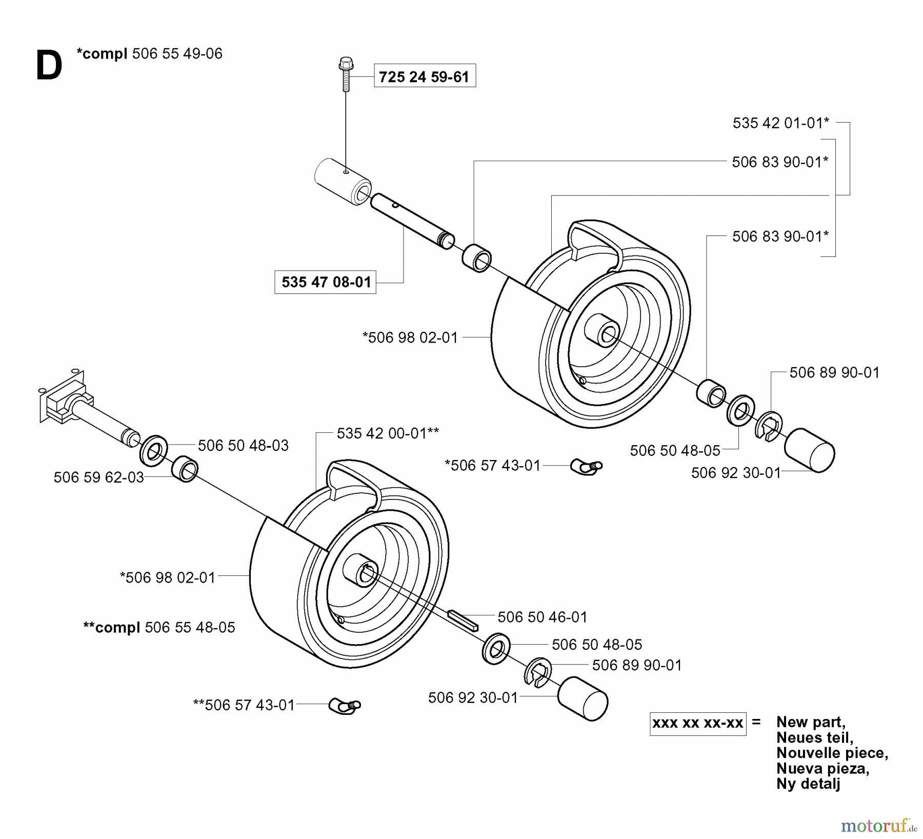 Jonsered Reitermäher FR2116 MA (953535401) - Jonsered Rear-Engine Riding Mower (2004-01) WHEELS TIRES