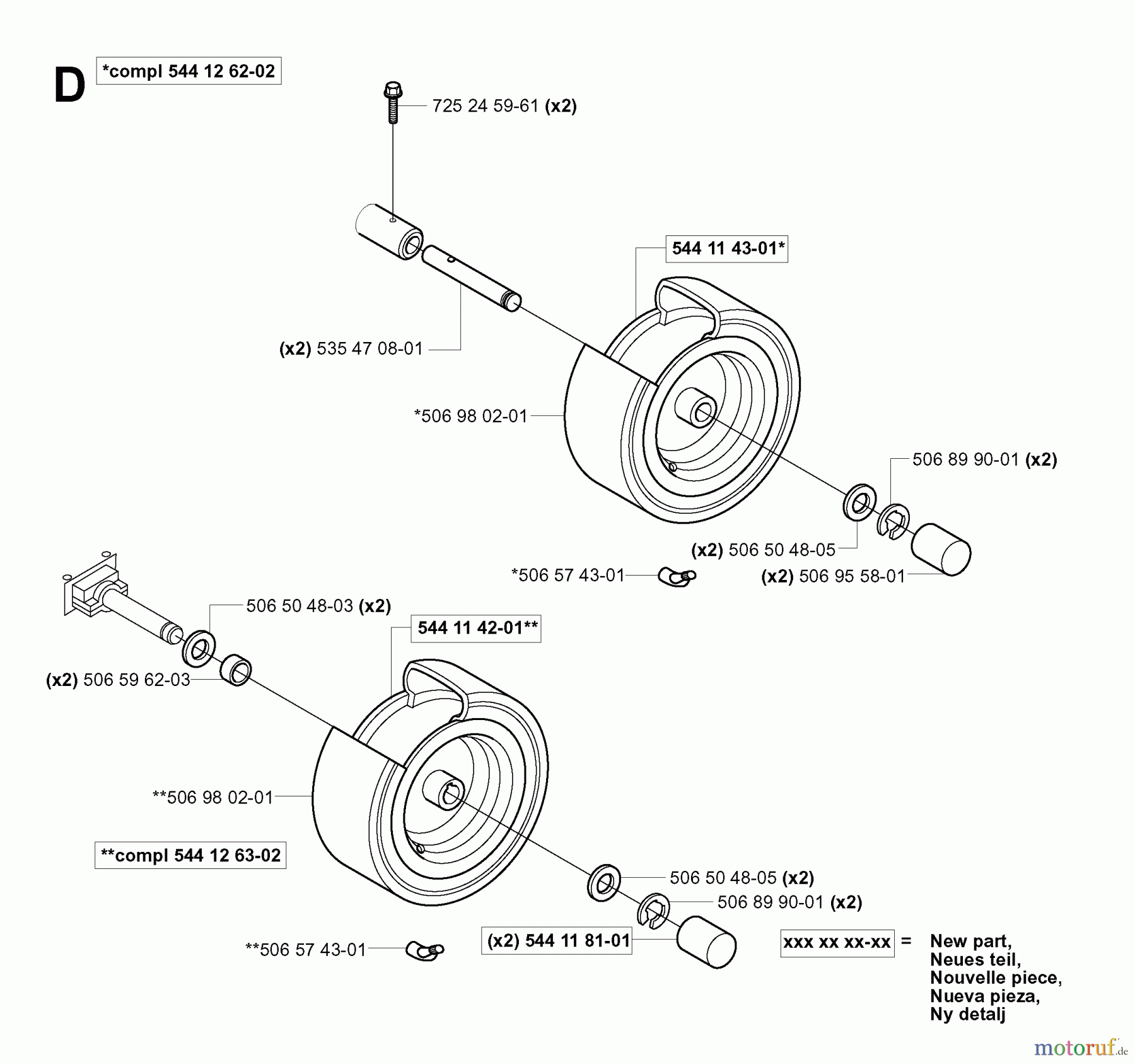 Jonsered Reitermäher FR2116 MA (953535401) - Jonsered Rear-Engine Riding Mower (2006-01) WHEELS TIRES