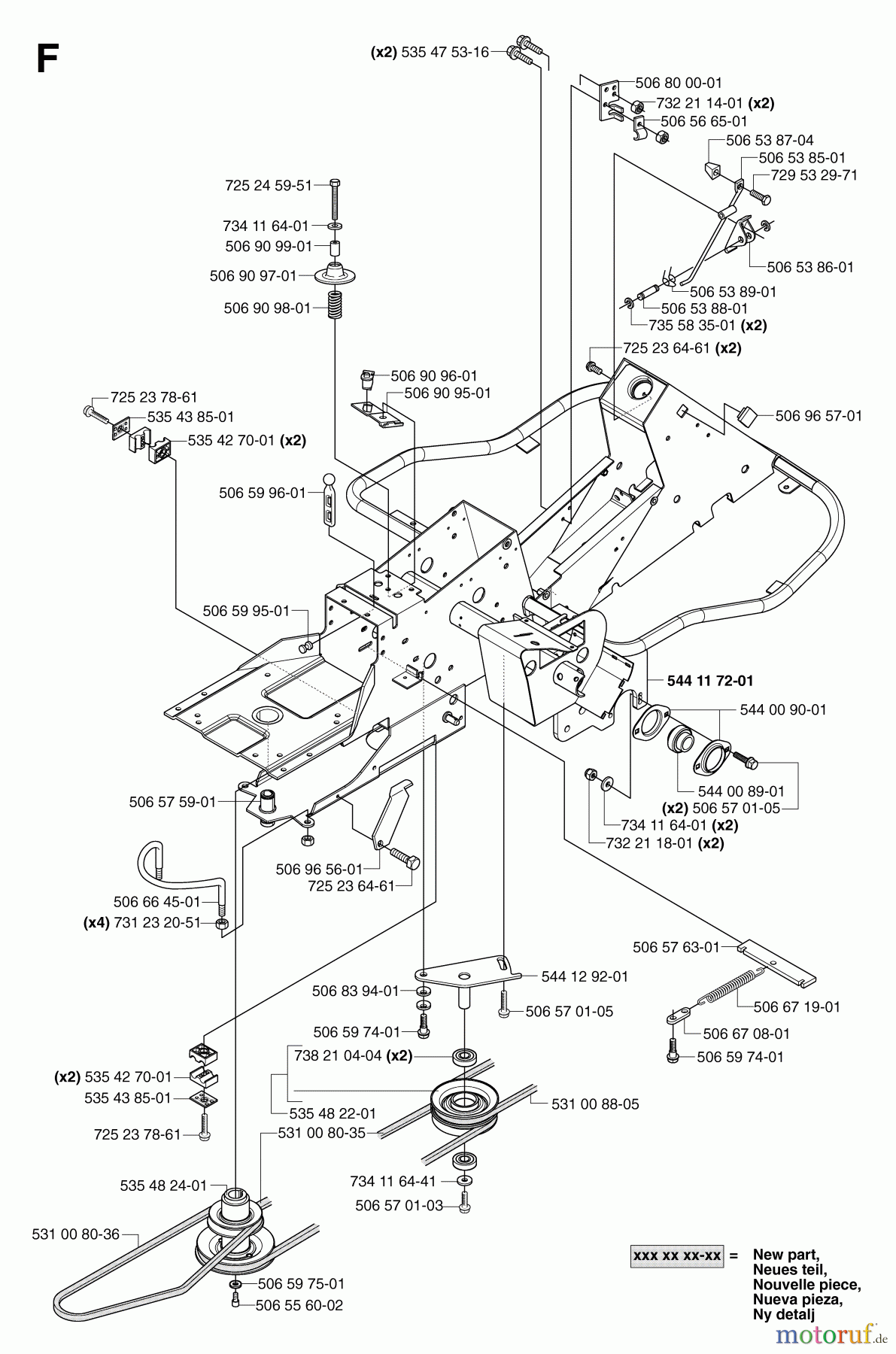  Jonsered Reitermäher FR2116 MA 4x4 (965094901) - Jonsered Rear-Engine Riding Mower (2007-01) CHASSIS / FRAME
