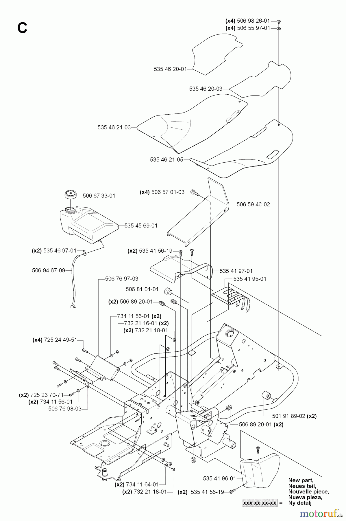 Jonsered Reitermäher FR2116 MA2 (965070101) - Jonsered Rear-Engine Riding Mower (2006-01) CHASSIS / FRAME