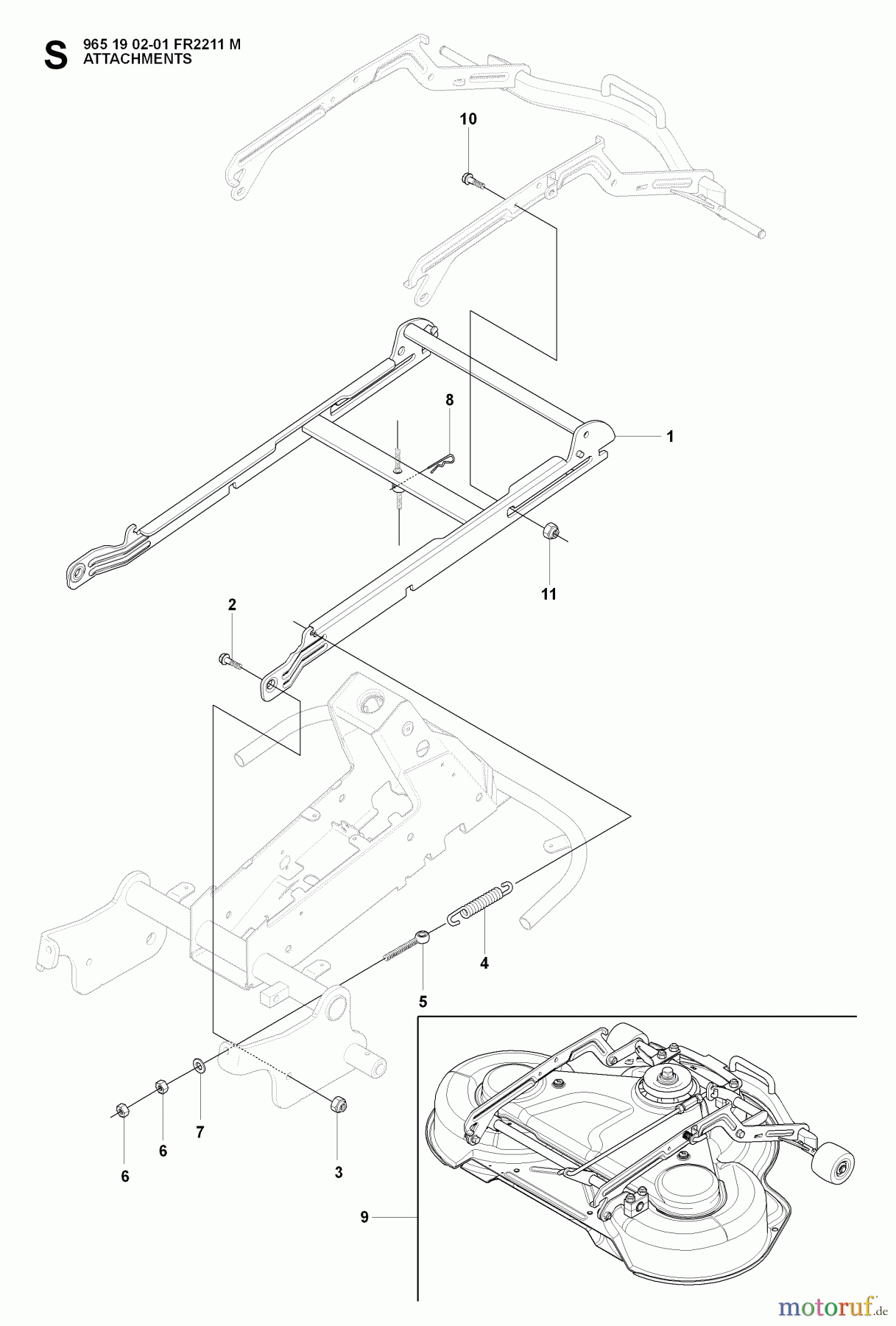  Jonsered Reitermäher FR2211 M (965190201) - Jonsered Rear-Engine Riding Mower (2008-01) ATTACHMENTS