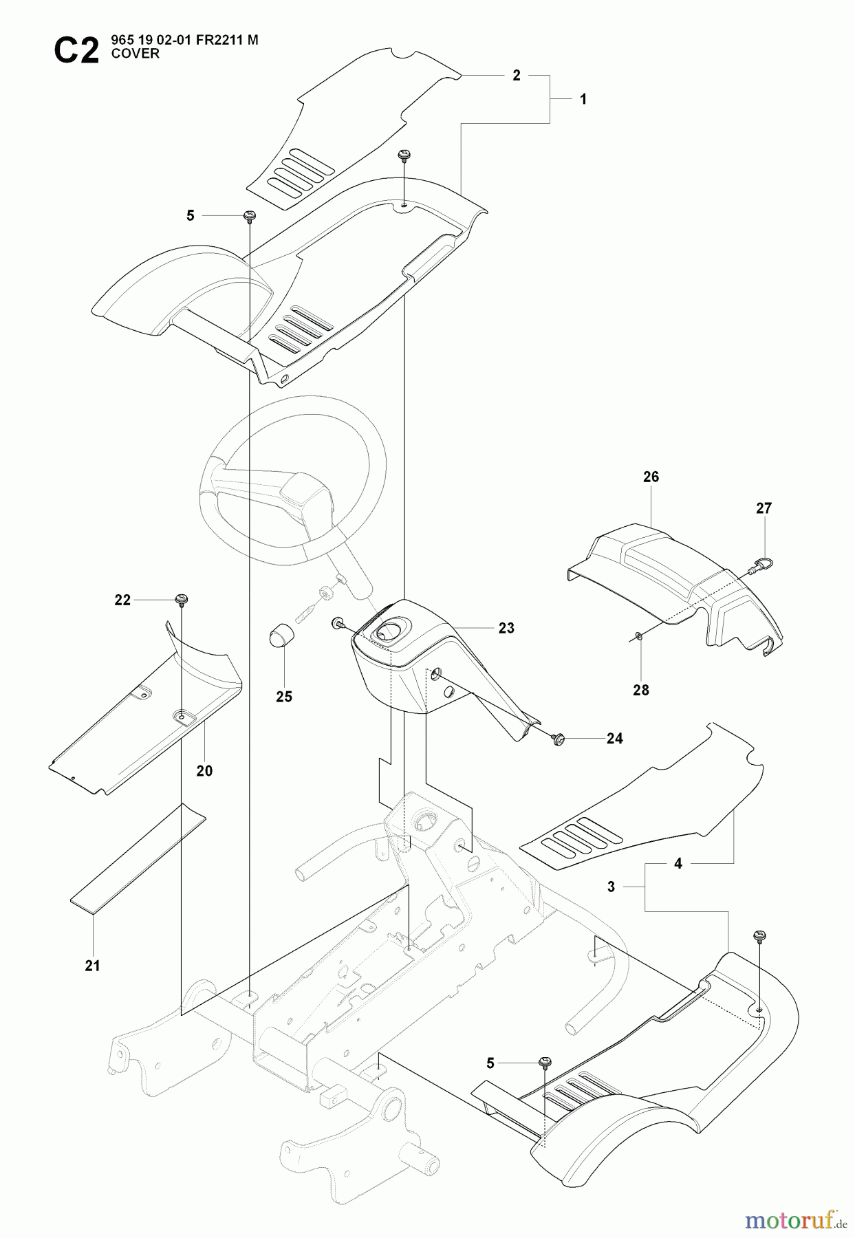 Jonsered Reitermäher FR2211 M (965190201) - Jonsered Rear-Engine Riding Mower (2008-01) COVER #2
