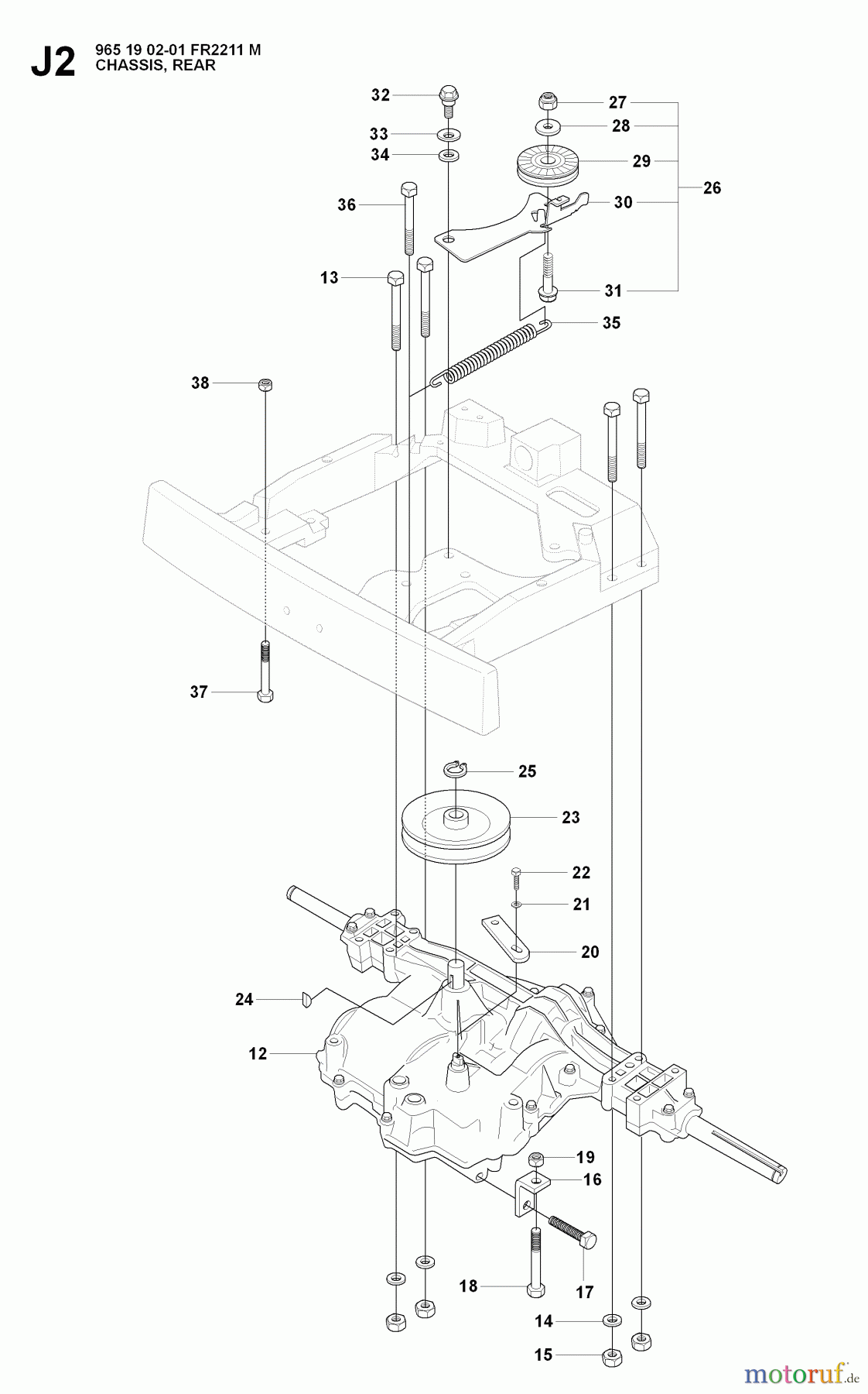 Jonsered Reitermäher FR2211 M (965190201) - Jonsered Rear-Engine Riding Mower (2008-01) COVER REAR #2