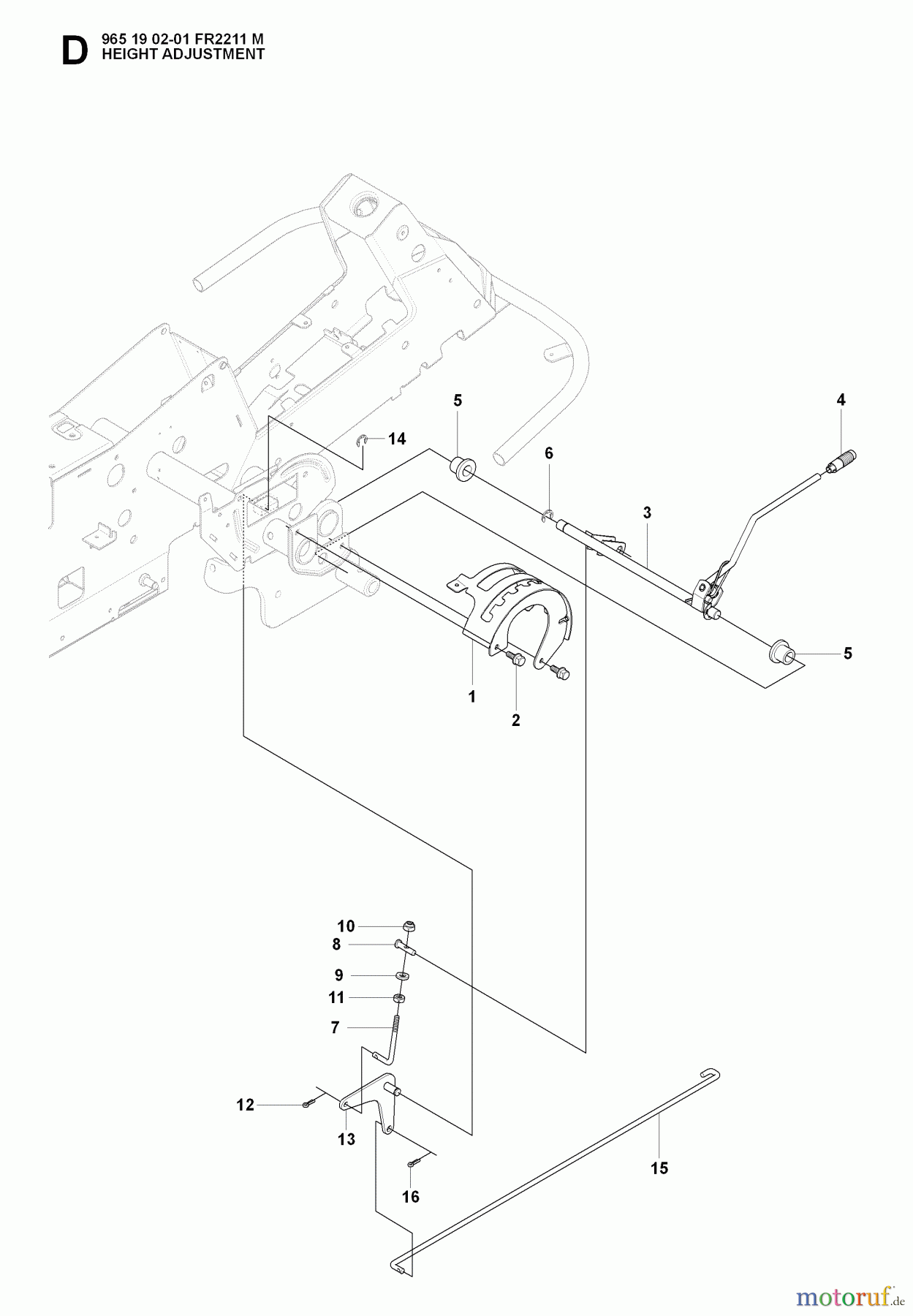  Jonsered Reitermäher FR2211 M (965190201) - Jonsered Rear-Engine Riding Mower (2008-01) HEIGHT ADJUSTMENT