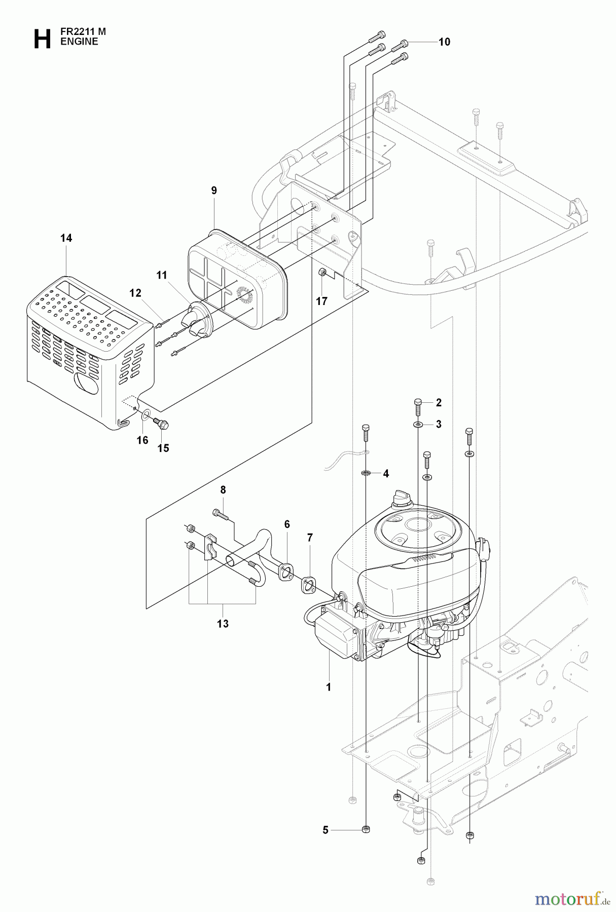  Jonsered Reitermäher FR2211 M (965190201) - Jonsered Rear-Engine Riding Mower (2009-04) ENGINE
