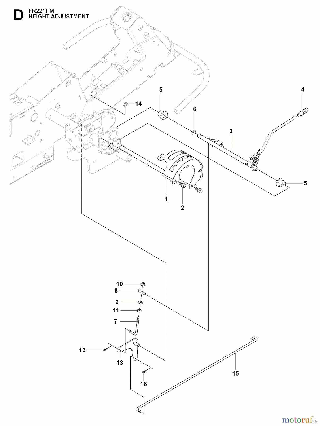 Jonsered Reitermäher FR2211 M (965190201) - Jonsered Rear-Engine Riding Mower (2009-04) HEIGHT ADJUSTMENT