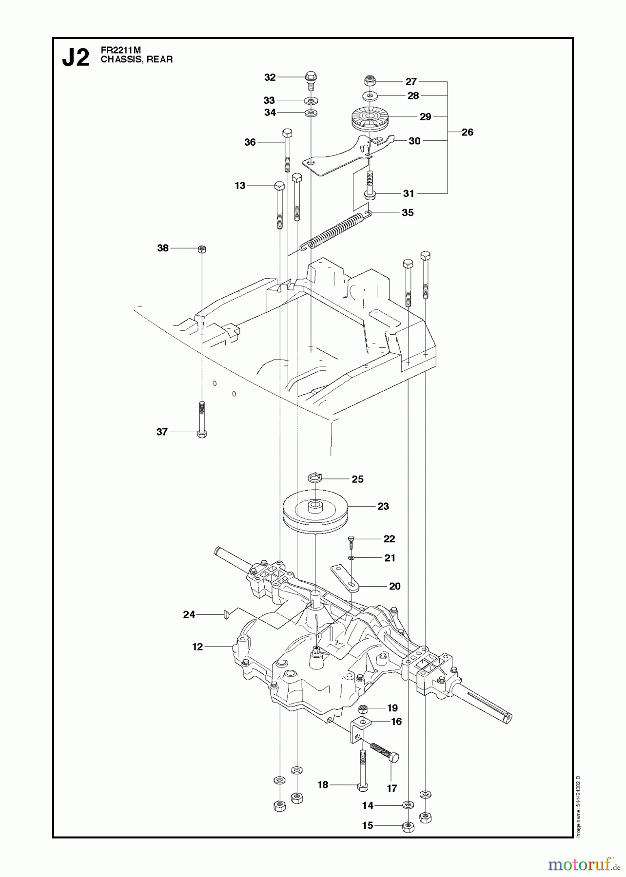 Jonsered Reitermäher FR2211 M (965190201) - Jonsered Rear-Engine Riding Mower (2010-06) CHASSIS ENCLOSURES #2