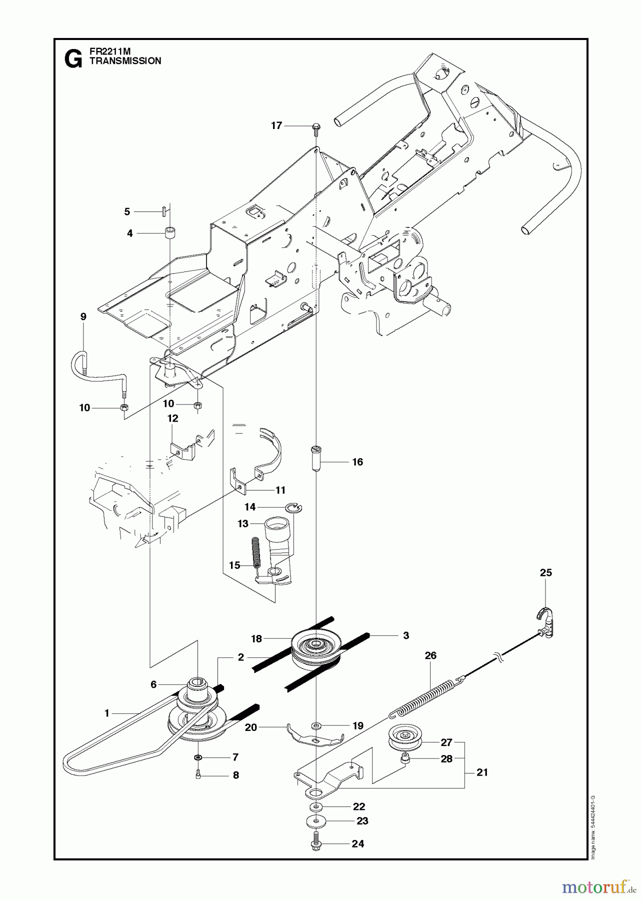  Jonsered Reitermäher FR2211 M (965190201) - Jonsered Rear-Engine Riding Mower (2010-06) TRANSMISSION