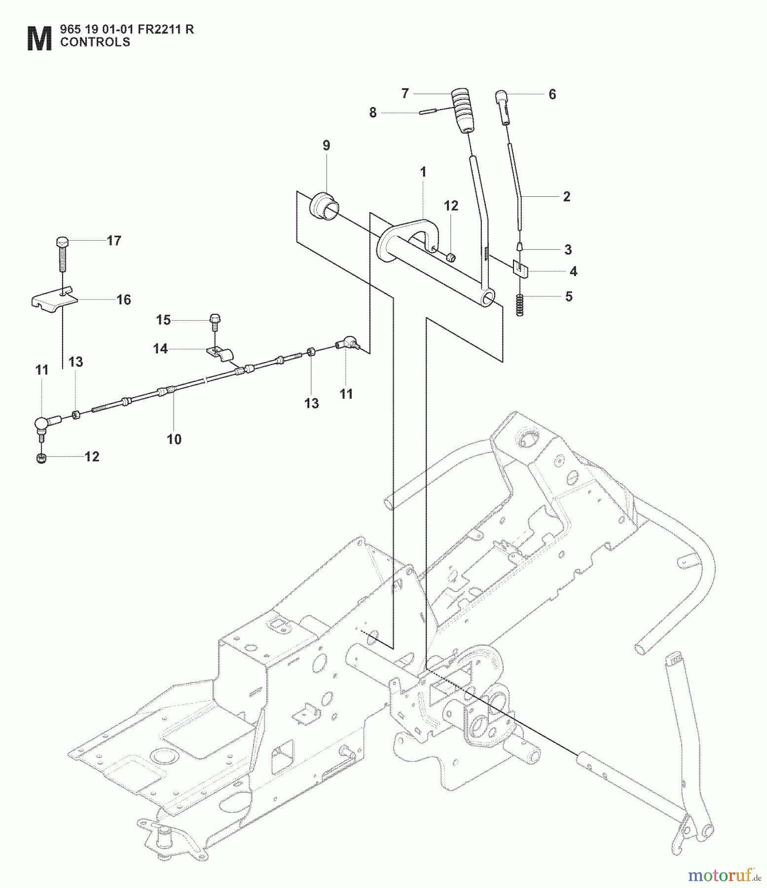  Jonsered Reitermäher FR2211 R (965190101) - Jonsered Rear-Engine Riding Mower (2008-02) CONTROLS #2
