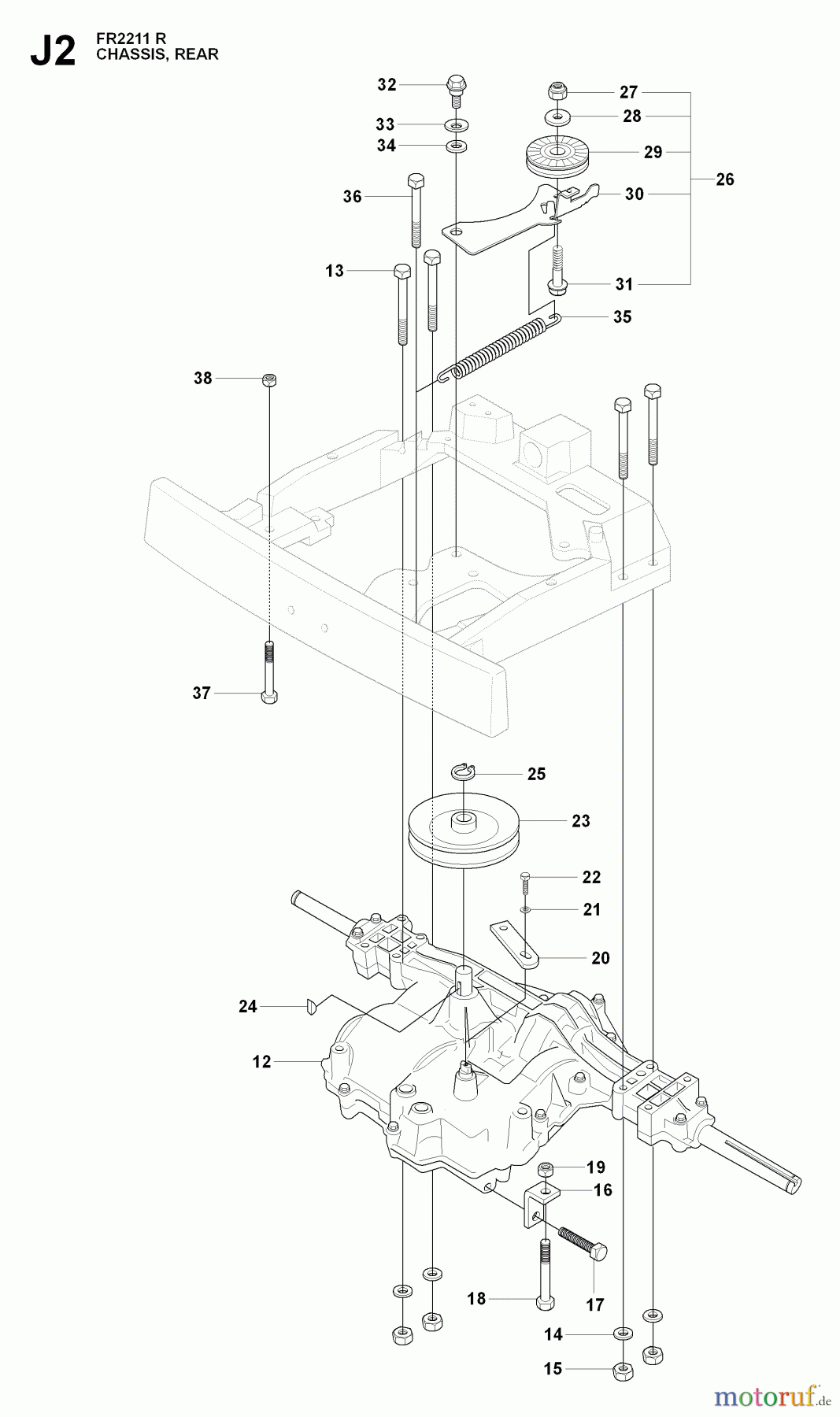  Jonsered Reitermäher FR2211 R (965190101) - Jonsered Rear-Engine Riding Mower (2009-04) CHASSIS ENCLOSURES #1