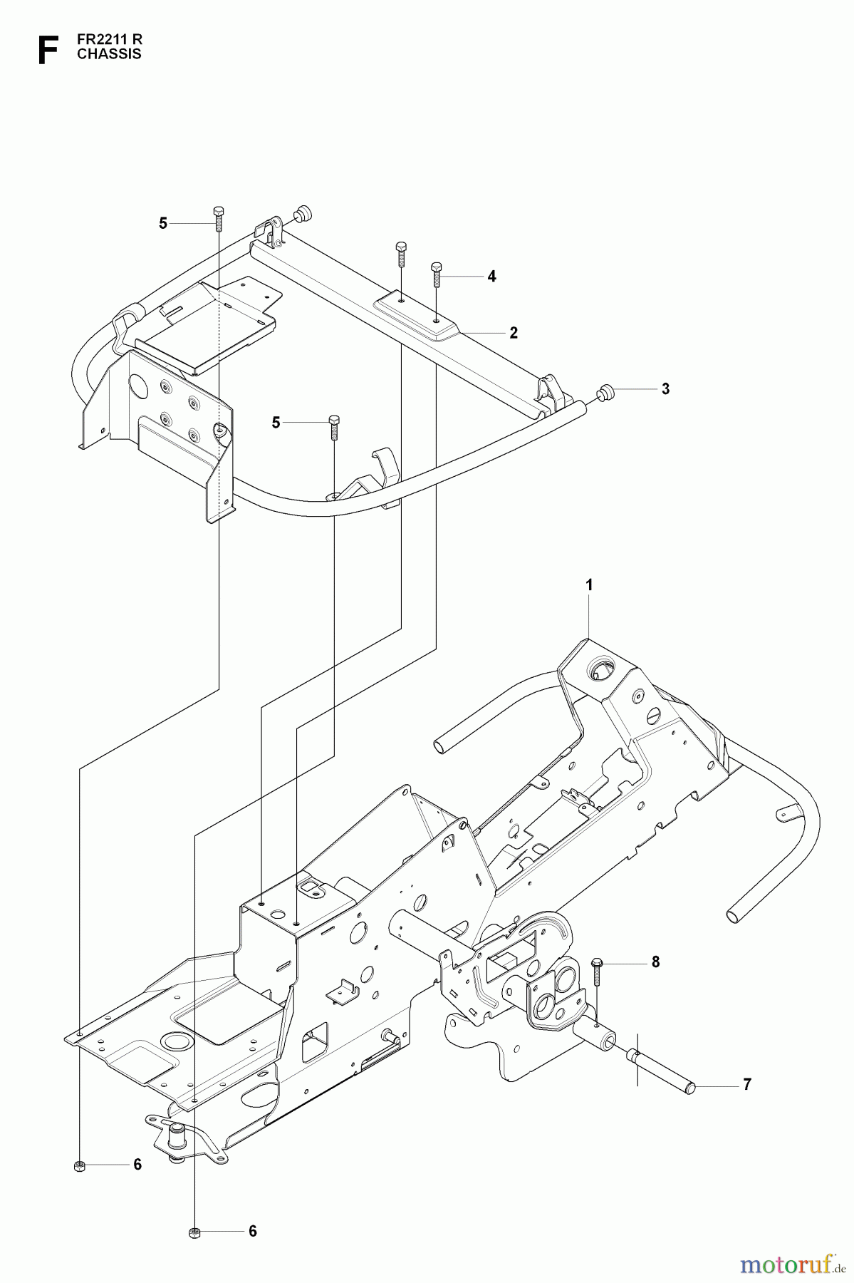 Jonsered Reitermäher FR2211 R (965190101) - Jonsered Rear-Engine Riding Mower (2009-04) CHASSIS / FRAME