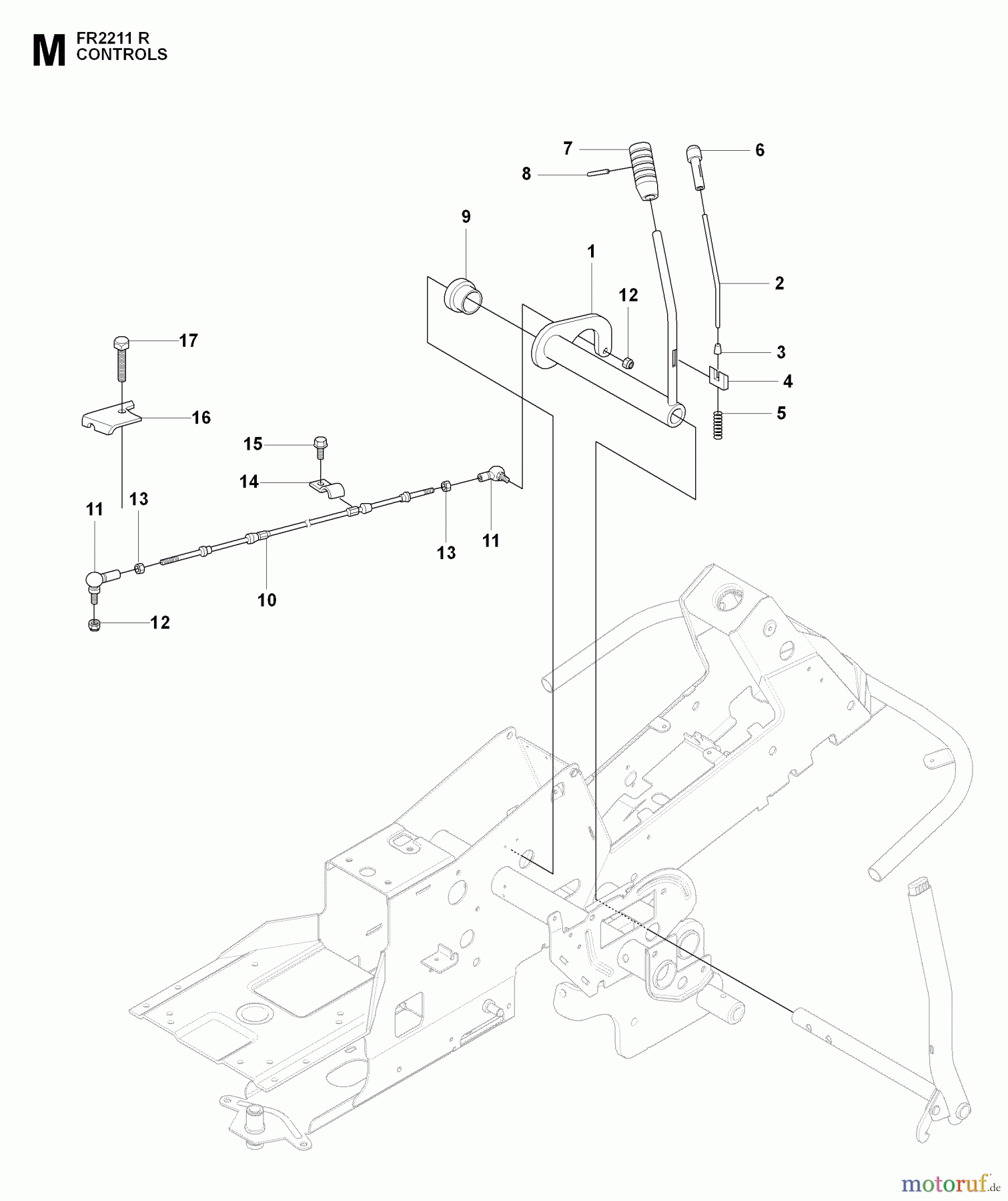 Jonsered Reitermäher FR2211 R (965190101) - Jonsered Rear-Engine Riding Mower (2009-04) CONTROLS #1