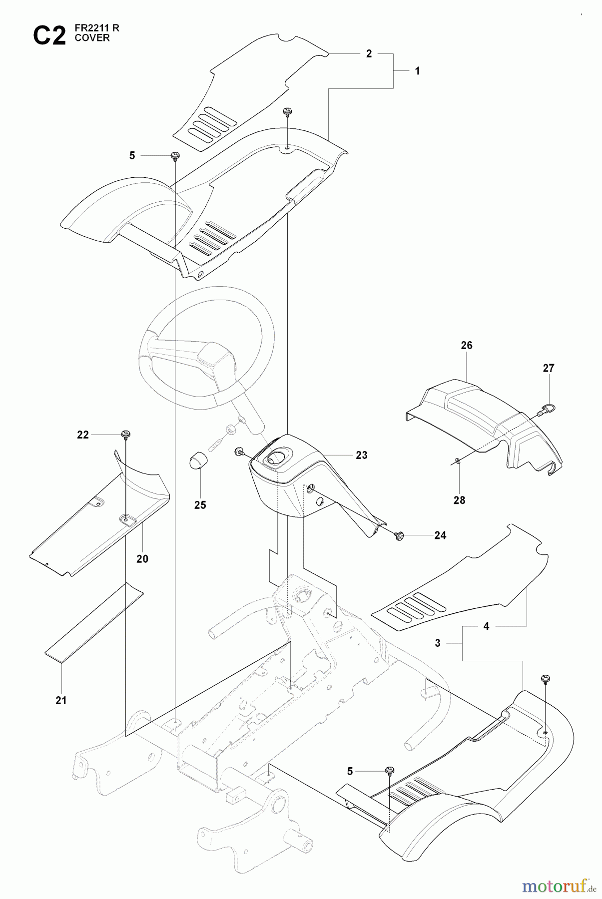 Jonsered Reitermäher FR2211 R (965190101) - Jonsered Rear-Engine Riding Mower (2009-04) COVER #2