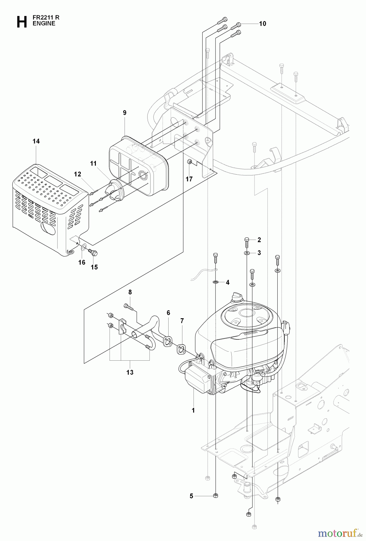 Jonsered Reitermäher FR2211 R (965190101) - Jonsered Rear-Engine Riding Mower (2009-04) ENGINE